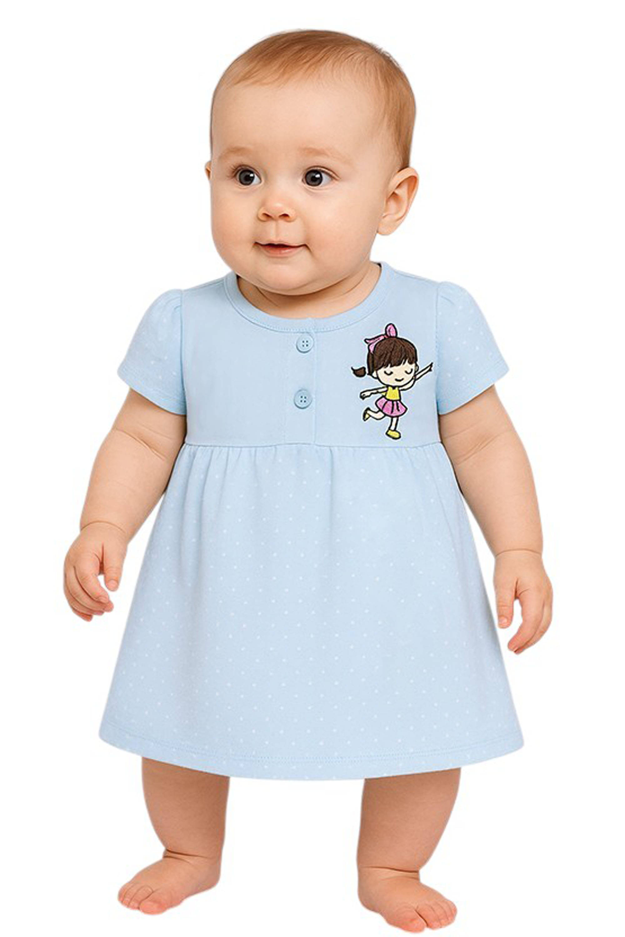     			Shakubhar Cotton Blend Frock For Baby Girls ( Pack of 1 , Light Blue )