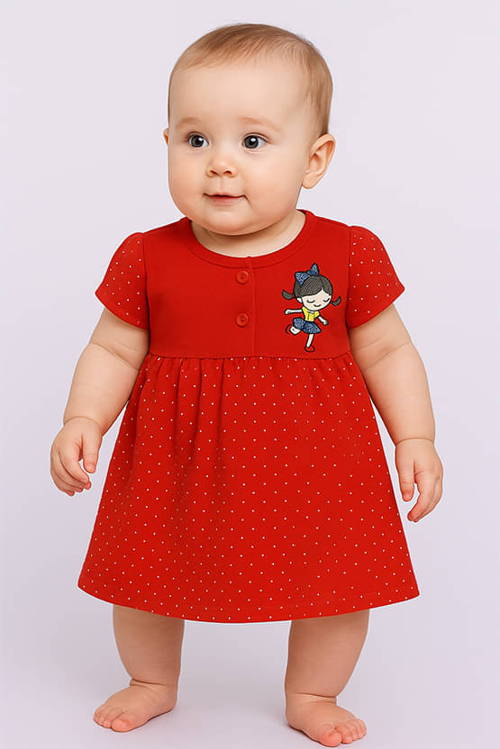     			Shakubhar Cotton Blend Frock For Baby Girls ( Pack of 1 , Red )