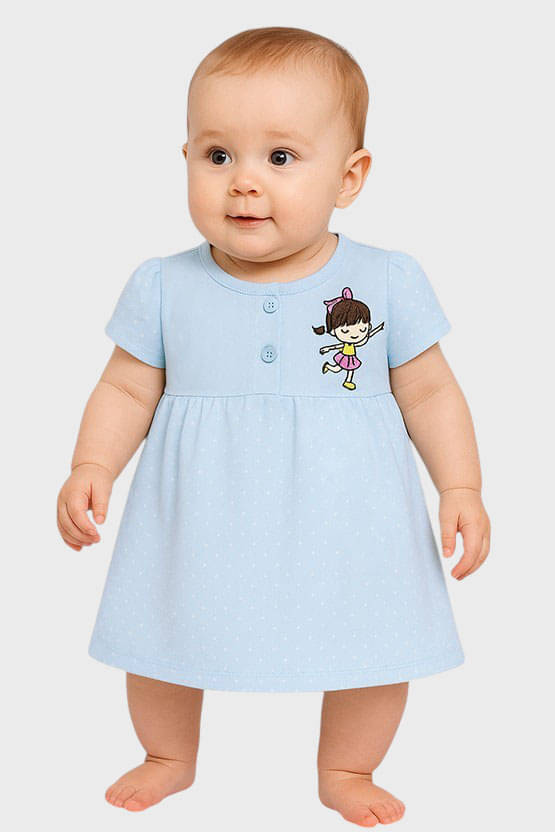 Shakubhar Cotton Blend Frock For Baby Girls ( Pack of 1 , Light Blue ) Shakubhar Cotton Blend Frock For Baby Girls ( Pack of 1 , Light Blue )