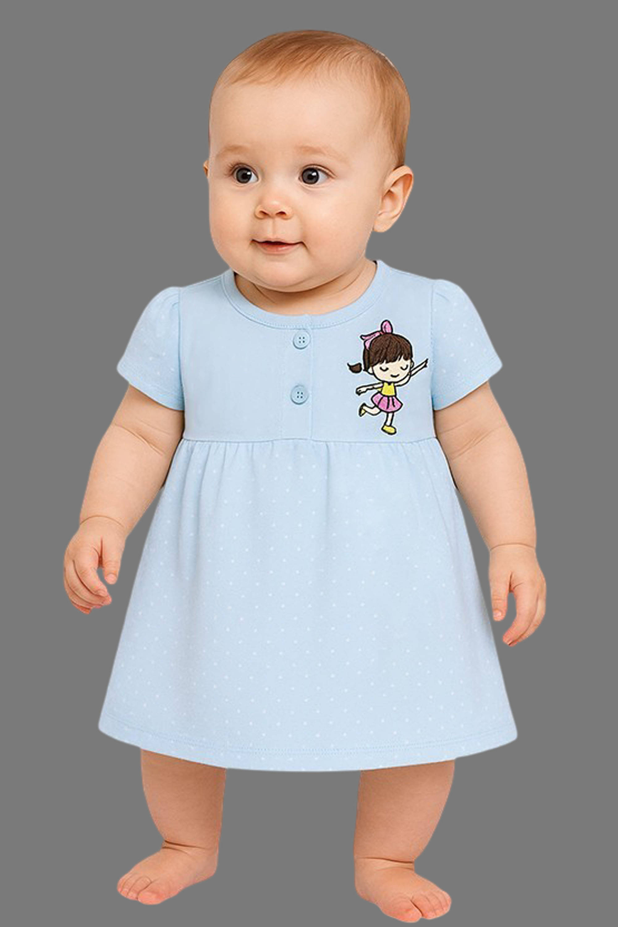     			Shakubhar Cotton Blend Frock For Baby Girls ( Pack of 1 , Light Blue )