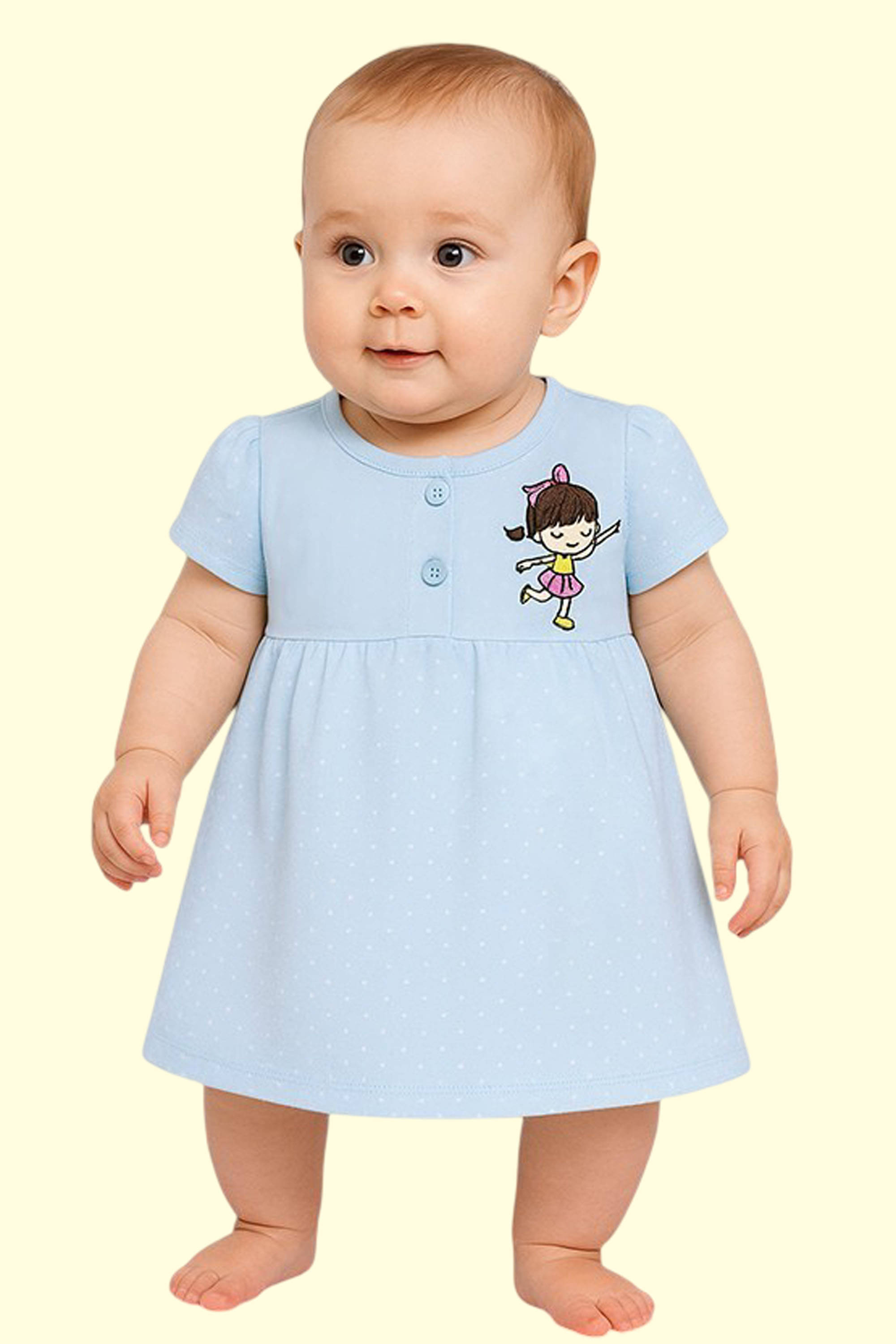 Shakubhar Cotton Blend Frock For Baby Girls ( Pack of 1 , Light Blue ) Shakubhar Cotton Blend Frock For Baby Girls ( Pack of 1 , Light Blue )