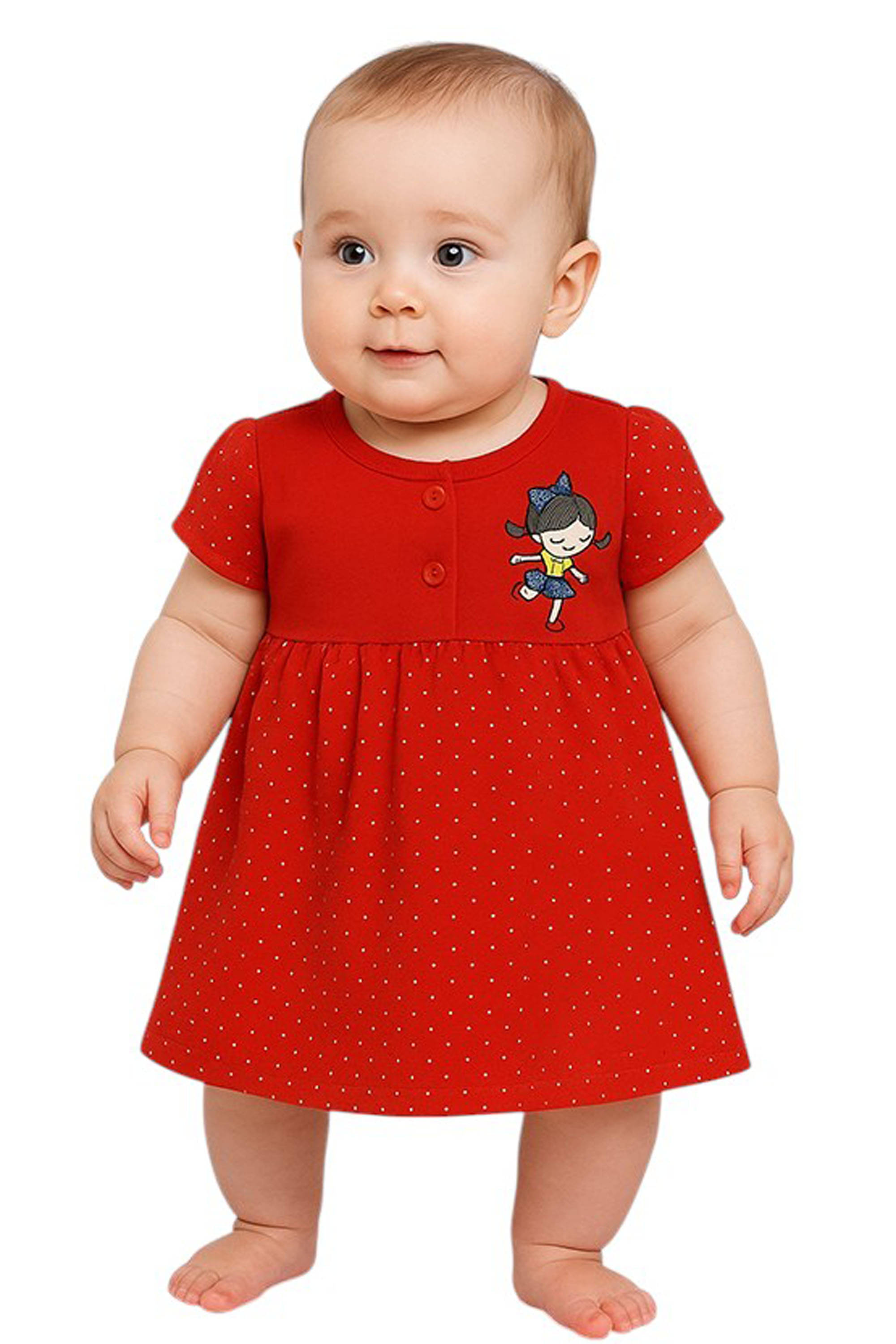 Shakubhar Cotton Blend Frock For Baby Girls ( Pack of 1 , Red ) Shakubhar Cotton Blend Frock For Baby Girls ( Pack of 1 , Red )