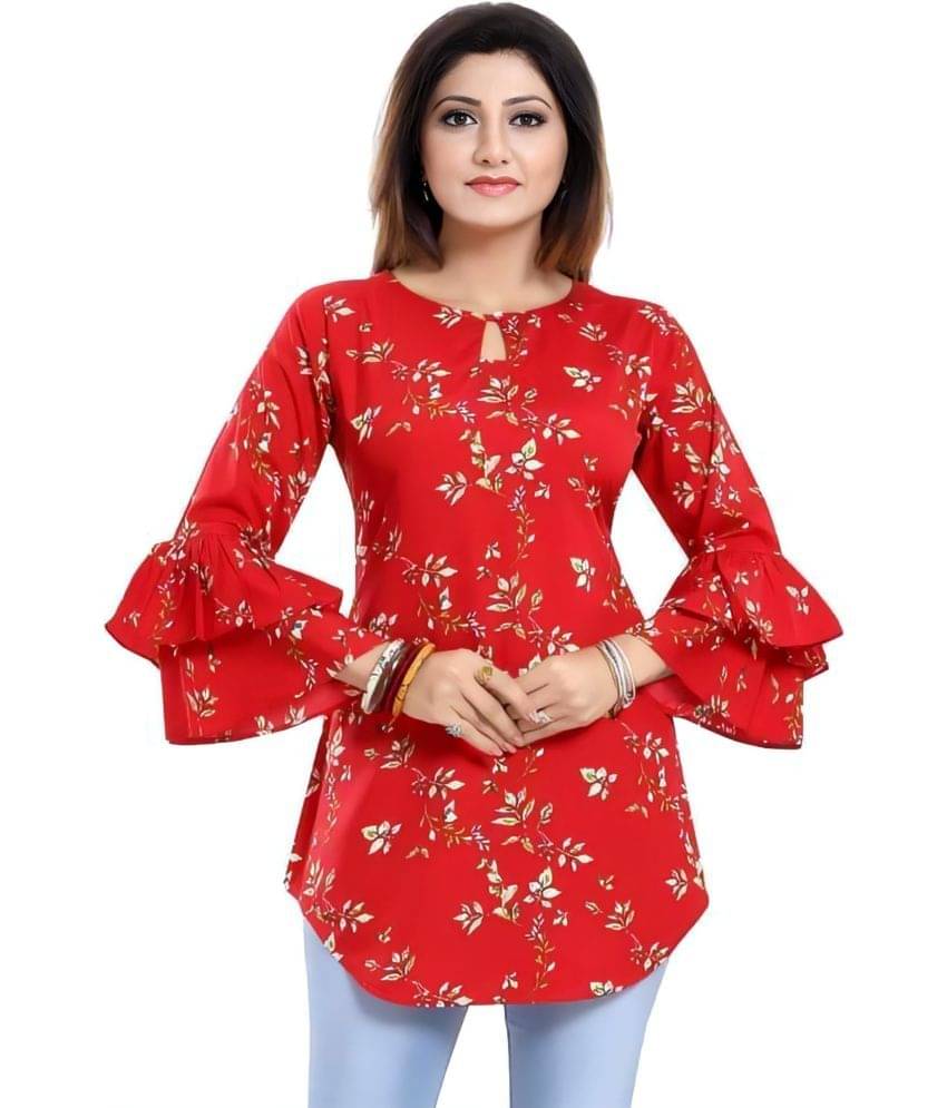 Shcon Women's Crepe Tunic ( Red ) Shcon Women's Crepe Tunic ( Red )