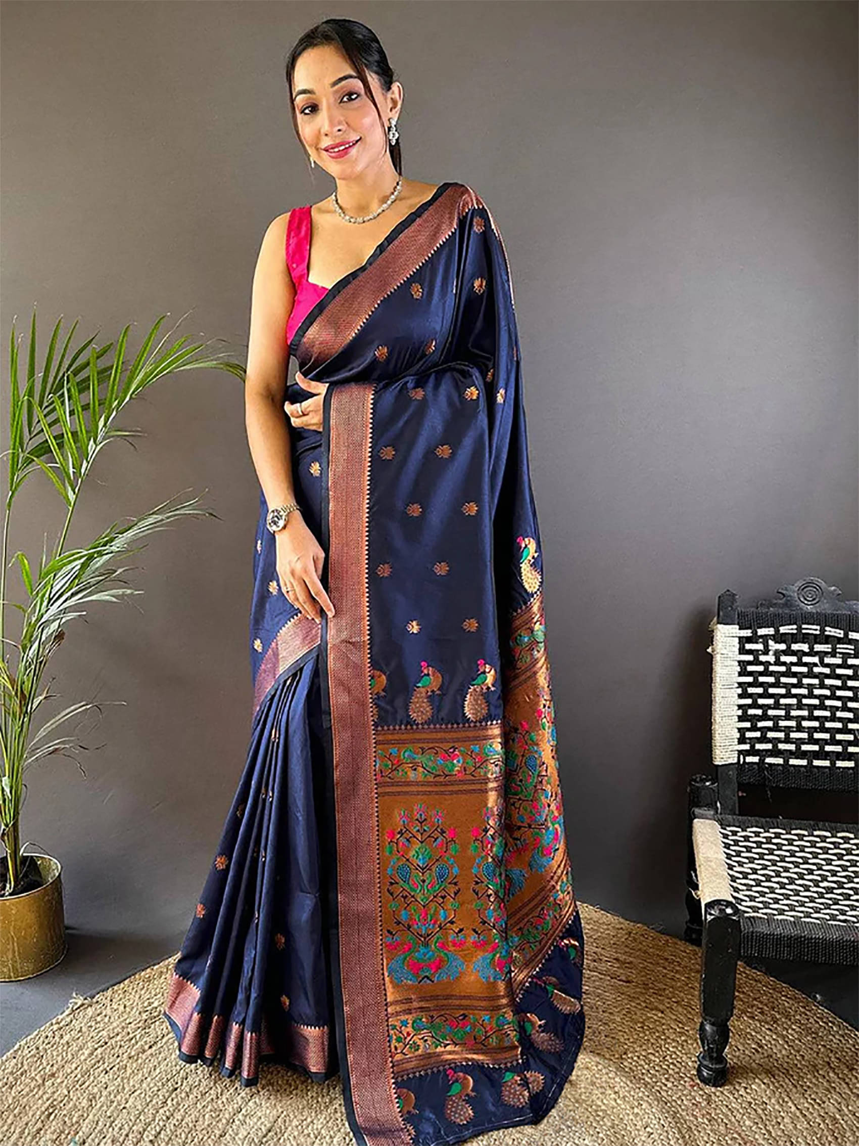 Trijal Fab Jacquard Self Design Kanjeevaram Sarees With Unstitched Blouse Piece ( Pink ) Trijal Fab Jacquard Self Design Kanjeevaram Sarees With Unstitched Blouse Piece ( Pink )