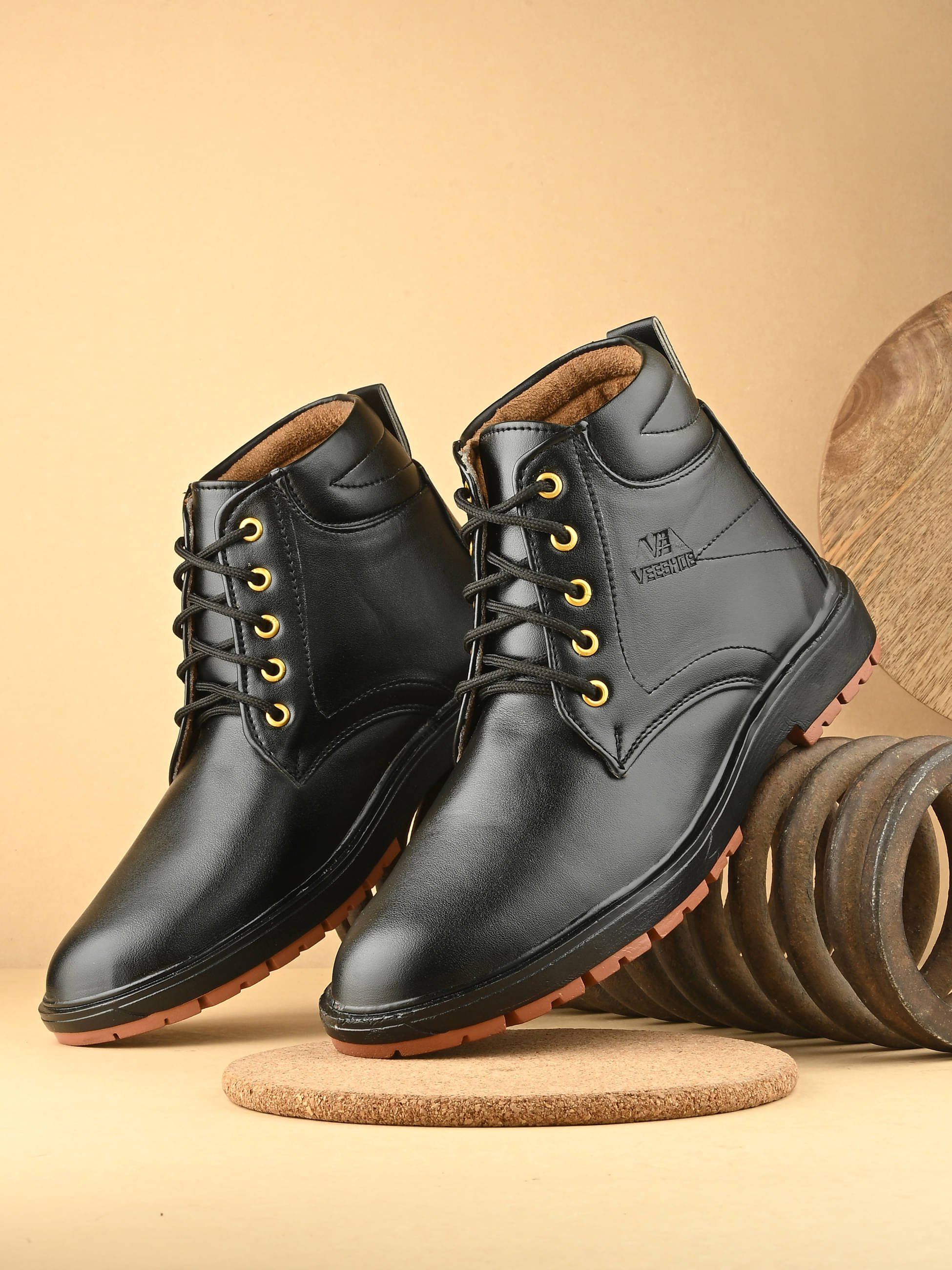     			VEESHOE Black Men's Cowboy Boots