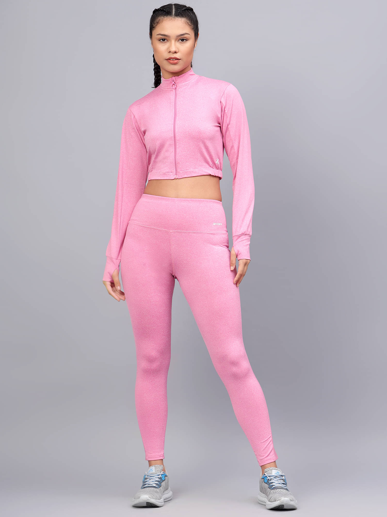     			Vector X Pink Polyester Lycra Stripes Tights - Single