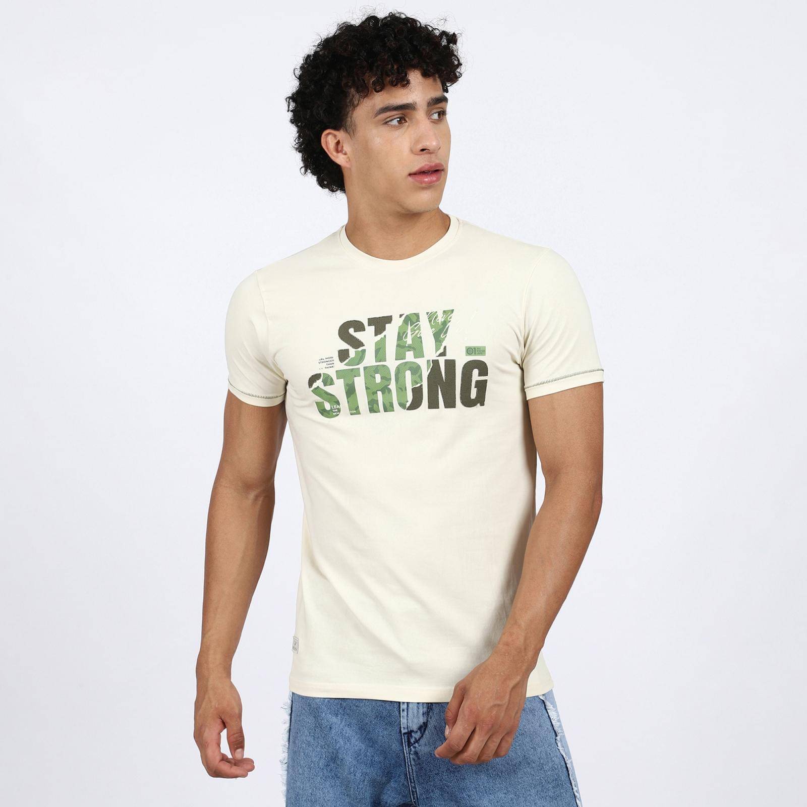     			Wolf & co. Men Cotton Regular Fit Printed T-Shirt ( Off-White )