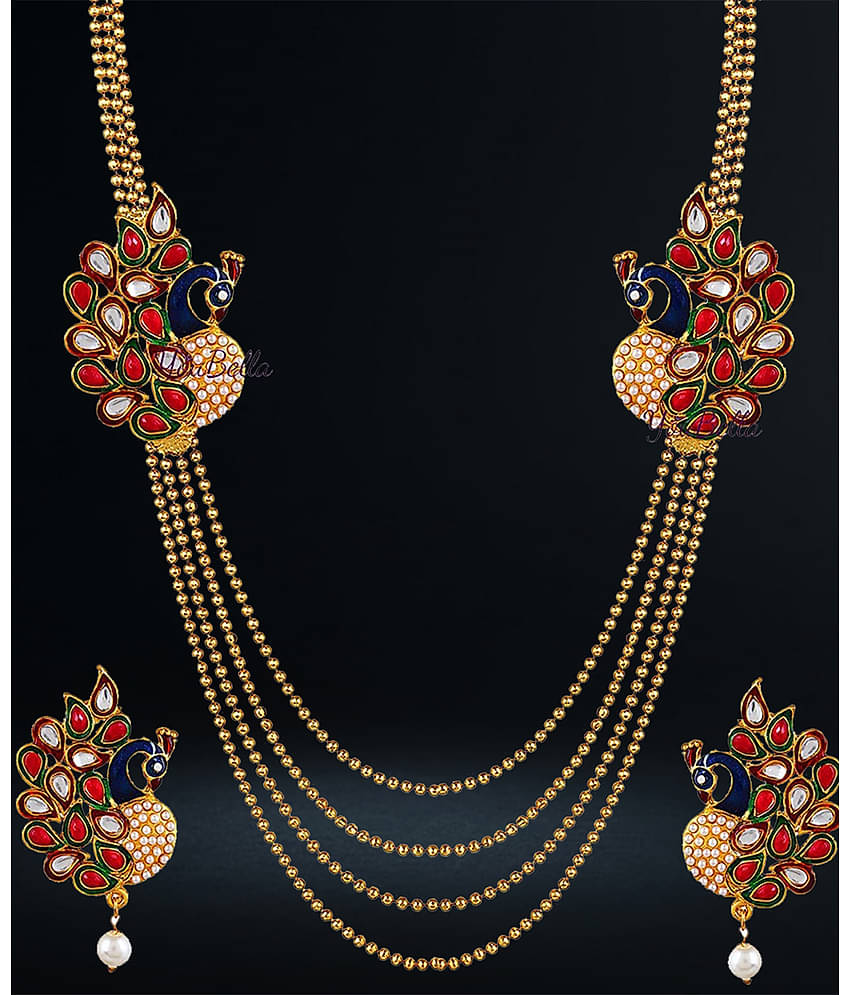 YOUBELLA Golden Alloy Necklace Set ( Pack of 1 )