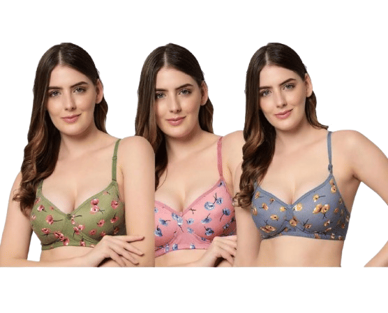 zqwint Pack of 3 Cotton Blend Non Padded Minimizer Bra For Women ( Multicolor )     			zqwint Pack of 3 Cotton Blend Non Padded Minimizer Bra For Women ( Multicolor )
