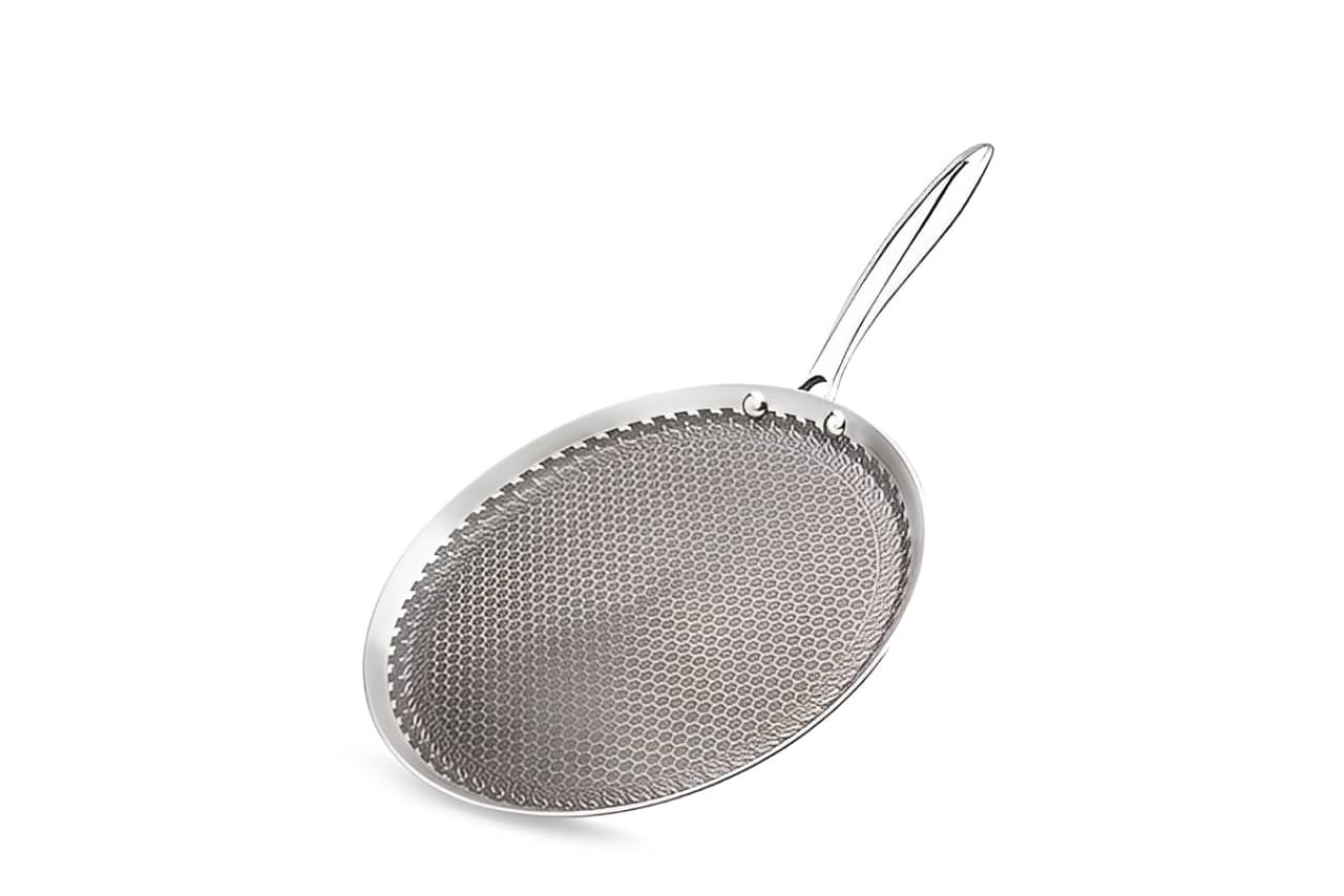     			Aquasleri Honeycomb Non Stick Stainless Steel Dosa Tawa/Flat Tawa Induction Bottom Stainless Steel Handle 3 mm Thickness 30 cm Diameter