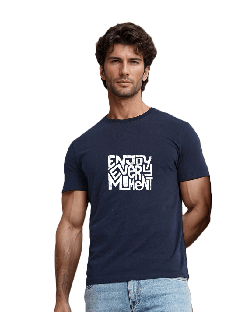 BLUEFICUS Men Polyester Regular Fit Printed T-Shirt ( Blue ) BLUEFICUS Men Polyester Regular Fit Printed T-Shirt ( Blue )