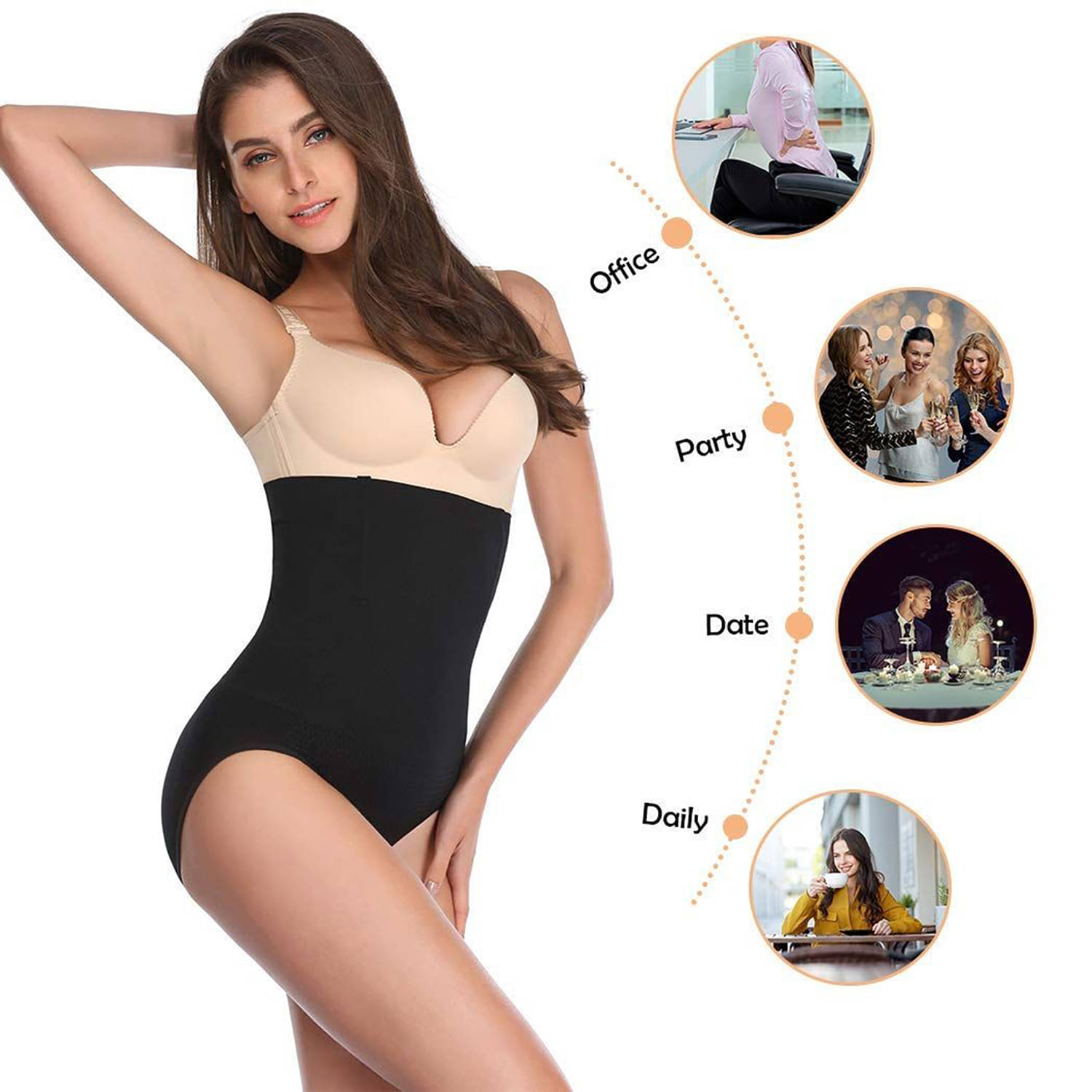 BRAFOZY Pack of 1 Cotton Women's Waist Cincher ( Black ) BRAFOZY Pack of 1 Cotton Women's Waist Cincher ( Black )