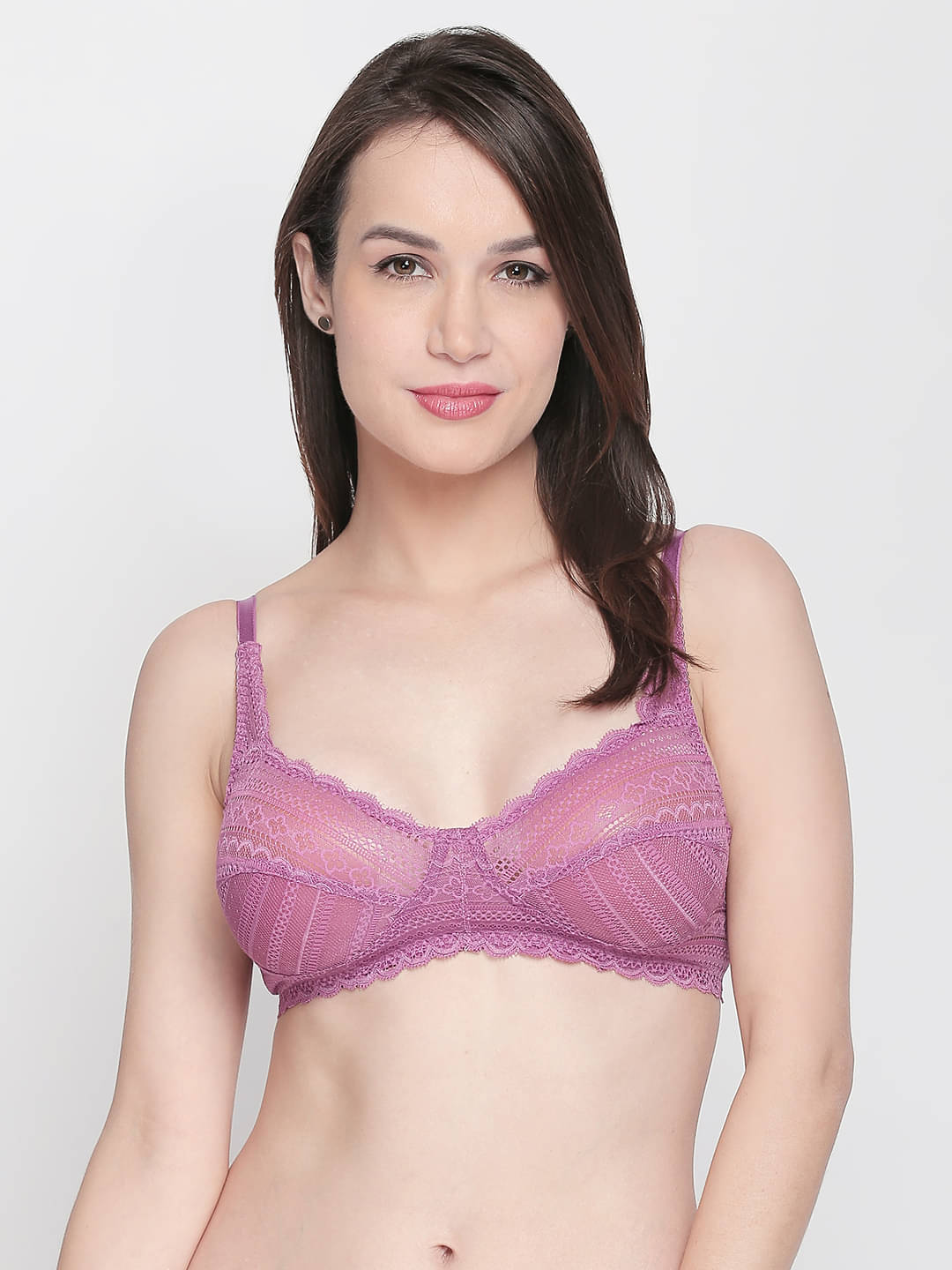 Bodyline Pack of 1 Lace Non Padded T-Shirt Bra For Women ( Purple )     			Bodyline Pack of 1 Lace Non Padded T-Shirt Bra For Women ( Purple )
