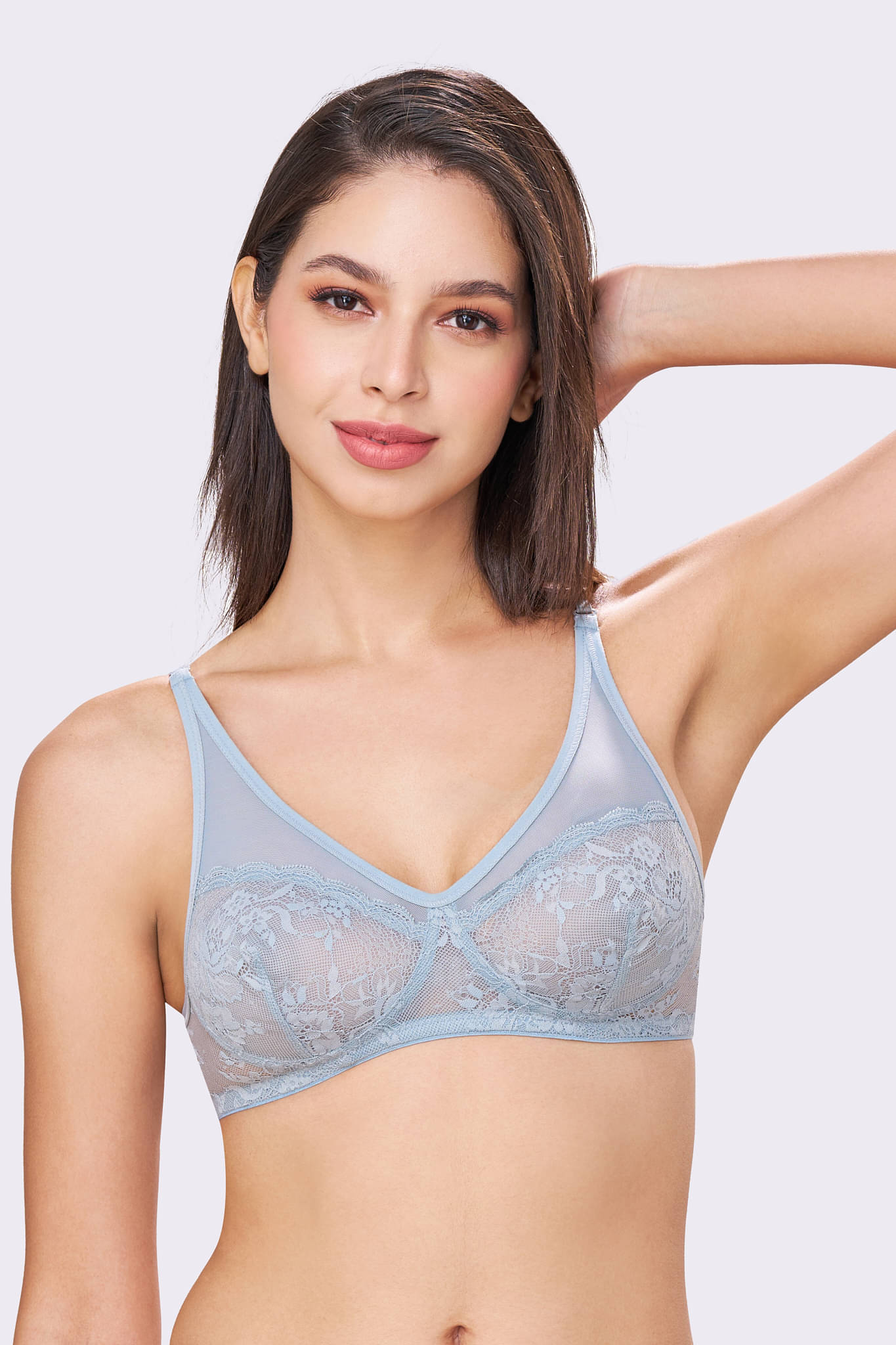     			Bodyline Pack of 1 Lace Non Padded T-Shirt Bra For Women ( Light Grey )