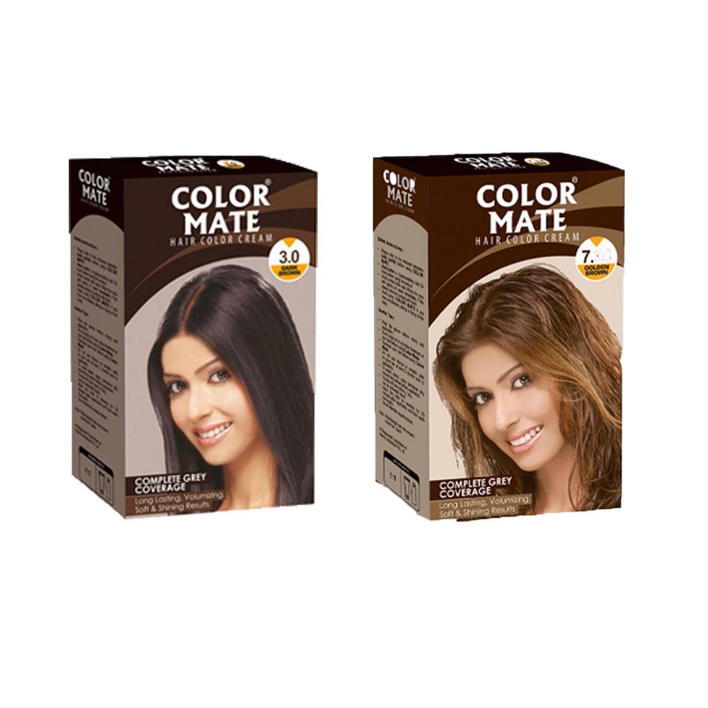 Color Mate Hair Color Cream Dark Brown_130Ml + Hair Color Cream Golden Brown_ 130Ml (Set of 2)