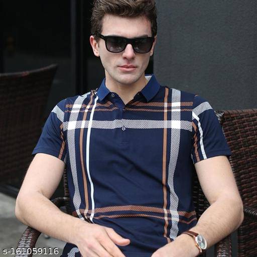 DENNIN Men Cotton Blend Regular Fit Printed Polo T Shirt ( Navy Blue ) DENNIN Men Cotton Blend Regular Fit Printed Polo T Shirt ( Navy Blue )