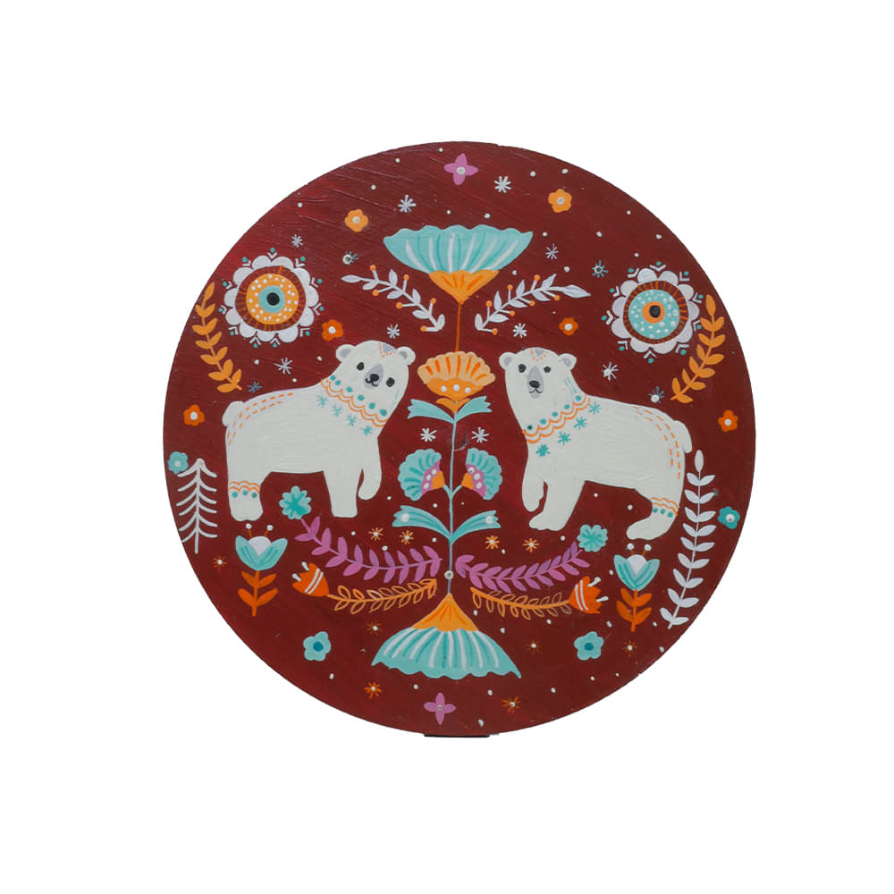     			Exclusively hand-painted Scandinavian Art on Round MDF by Penkraft