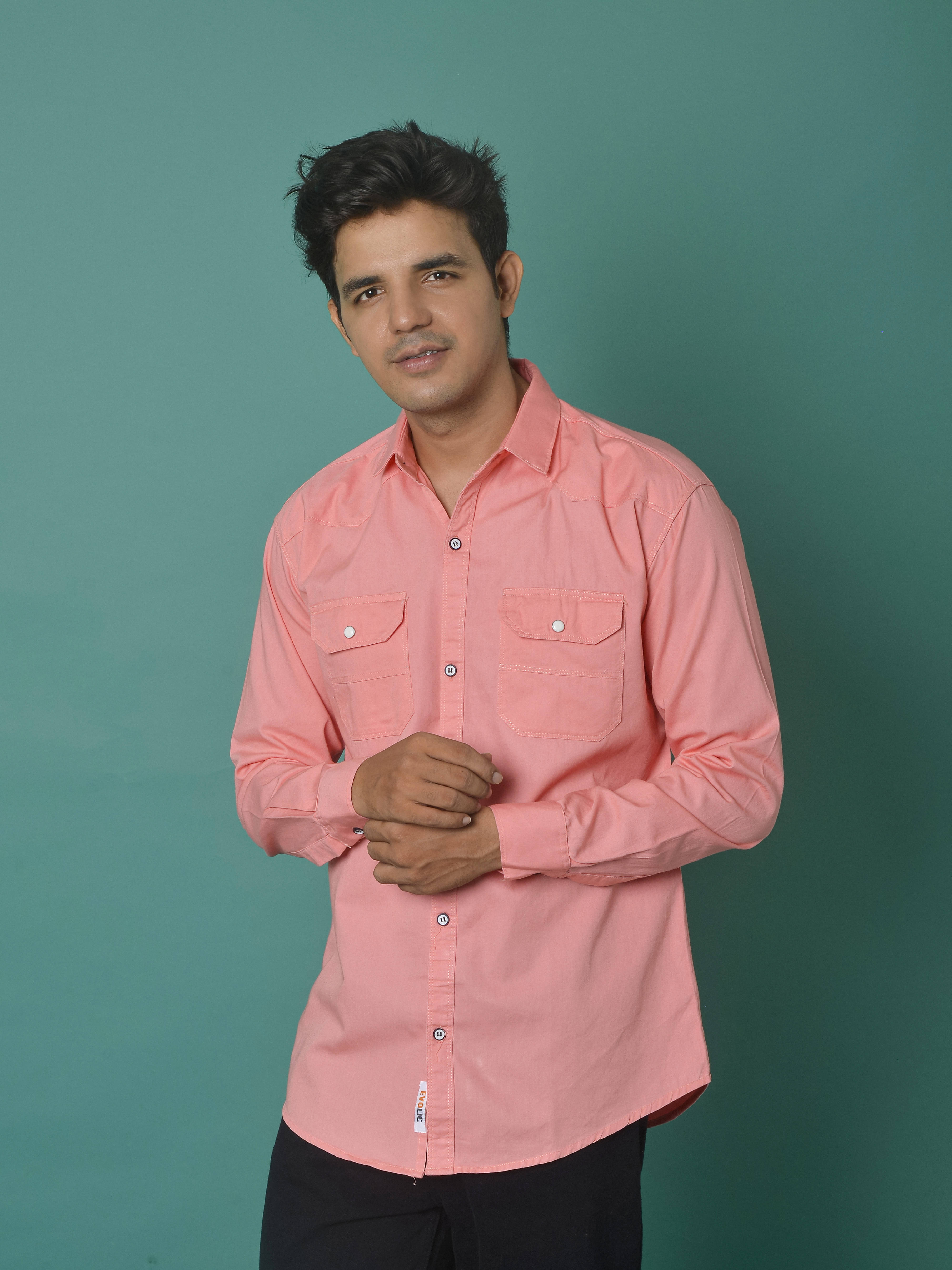     			Fesner Cotton Blend Regular Fit Solids Full Sleeves Men's Casual Shirt - Pink ( Pack of 1 )