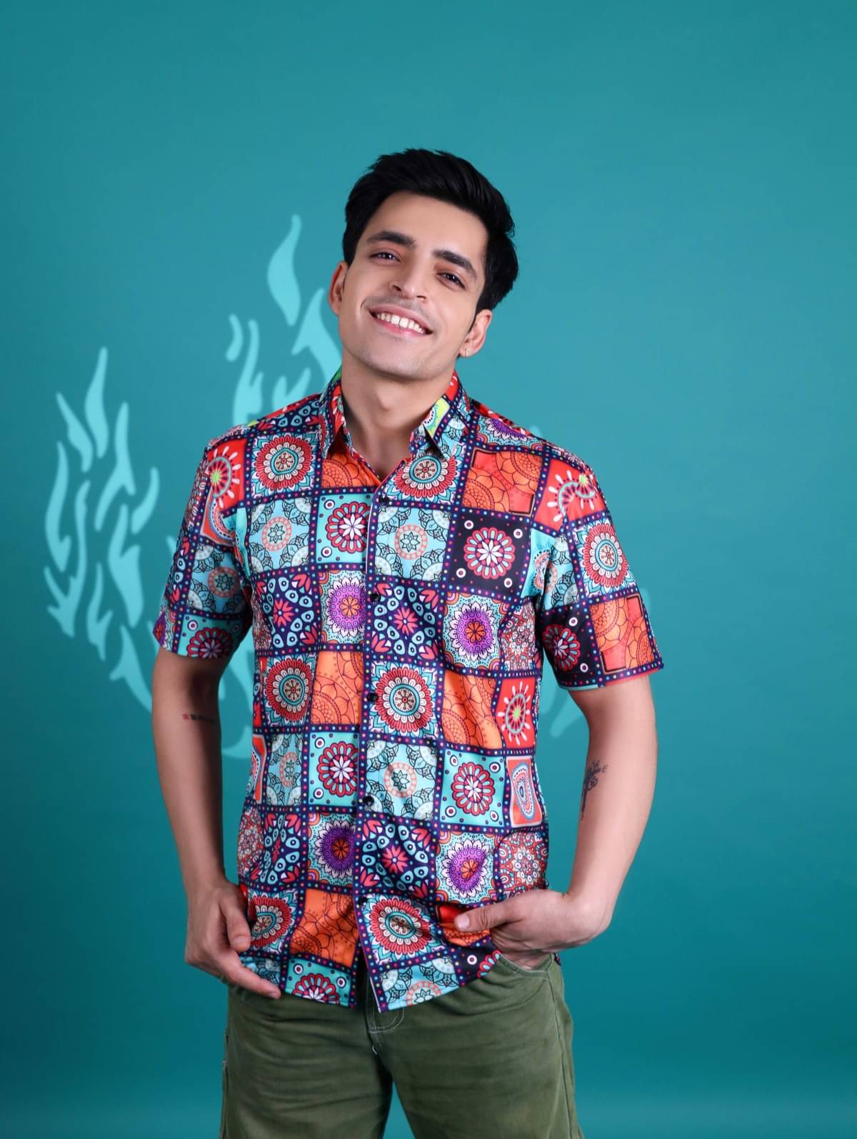 Fesner Cotton Blend Regular Fit Printed Half Sleeves Men's Casual Shirt - Multicolor ( Pack of 1 ) Fesner Cotton Blend Regular Fit Printed Half Sleeves Men's Casual Shirt - Multicolor ( Pack of 1 )