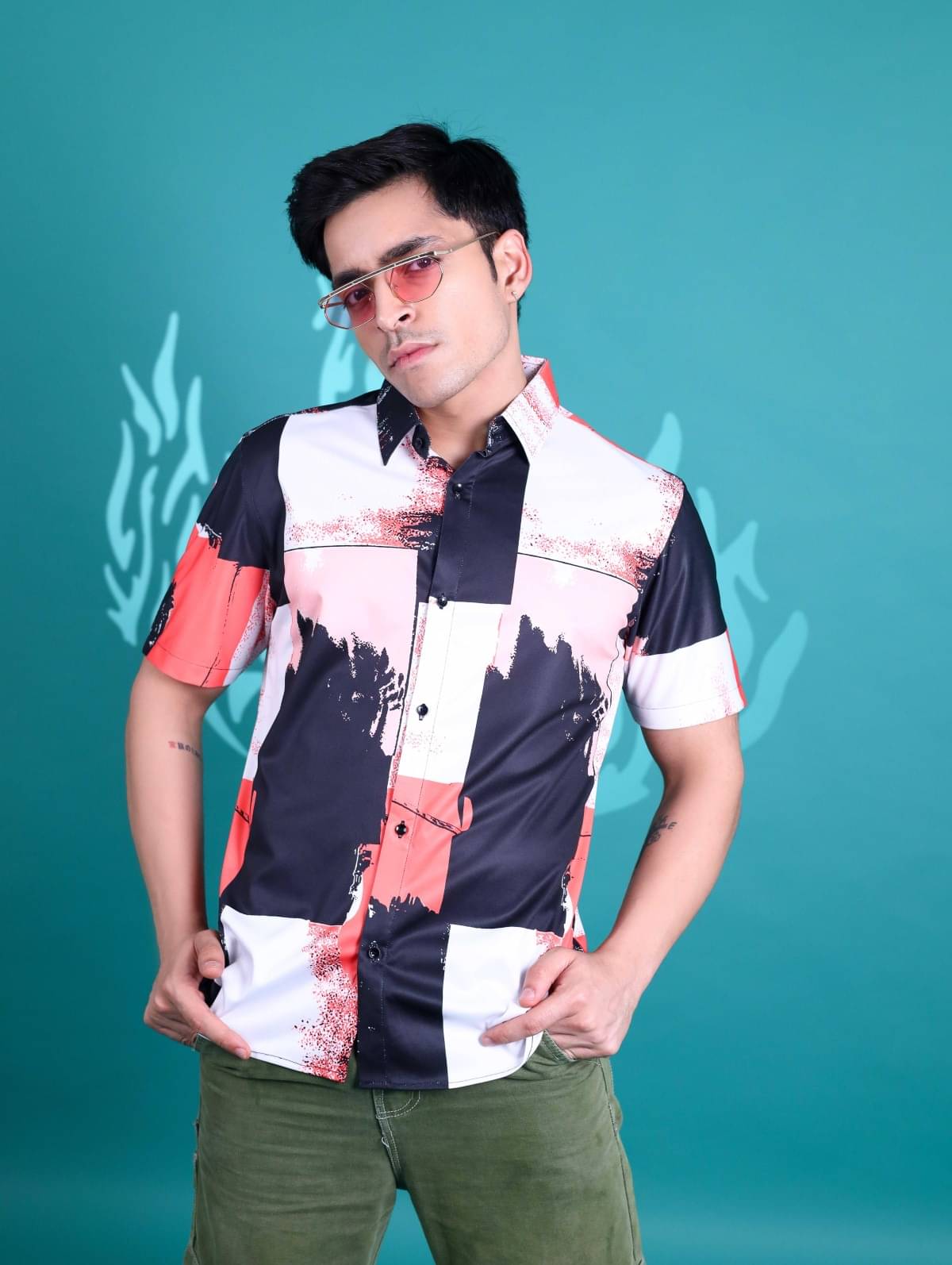     			Fesner Cotton Blend Regular Fit Printed Half Sleeves Men's Casual Shirt - Multicolor ( Pack of 1 )