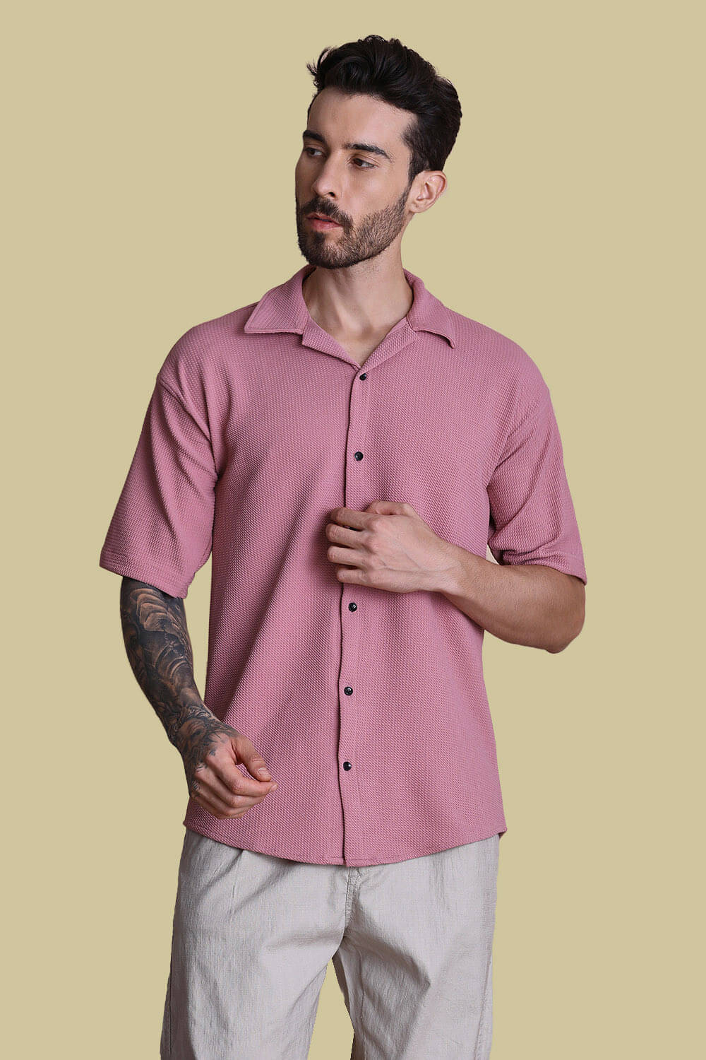 Fesner Poly Cotton Regular Fit Printed Half Sleeves Men's Casual Shirt - Pink ( Pack of 1 ) Fesner Poly Cotton Regular Fit Printed Half Sleeves Men's Casual Shirt - Pink ( Pack of 1 )