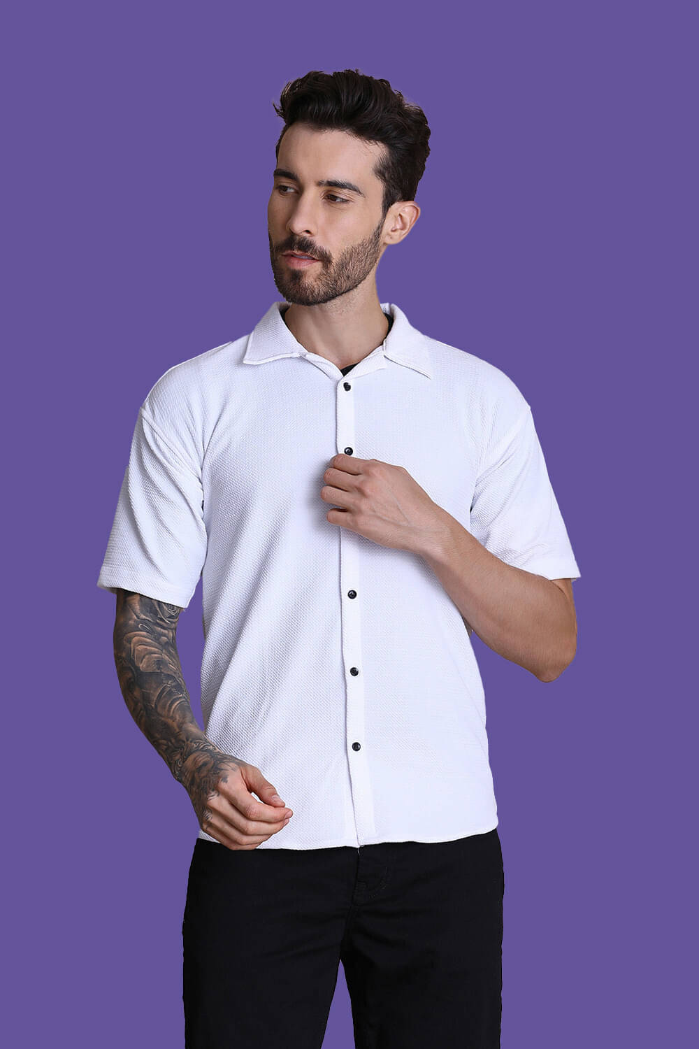    			Fesner Poly Cotton Regular Fit Printed Half Sleeves Men's Casual Shirt - White ( Pack of 1 )