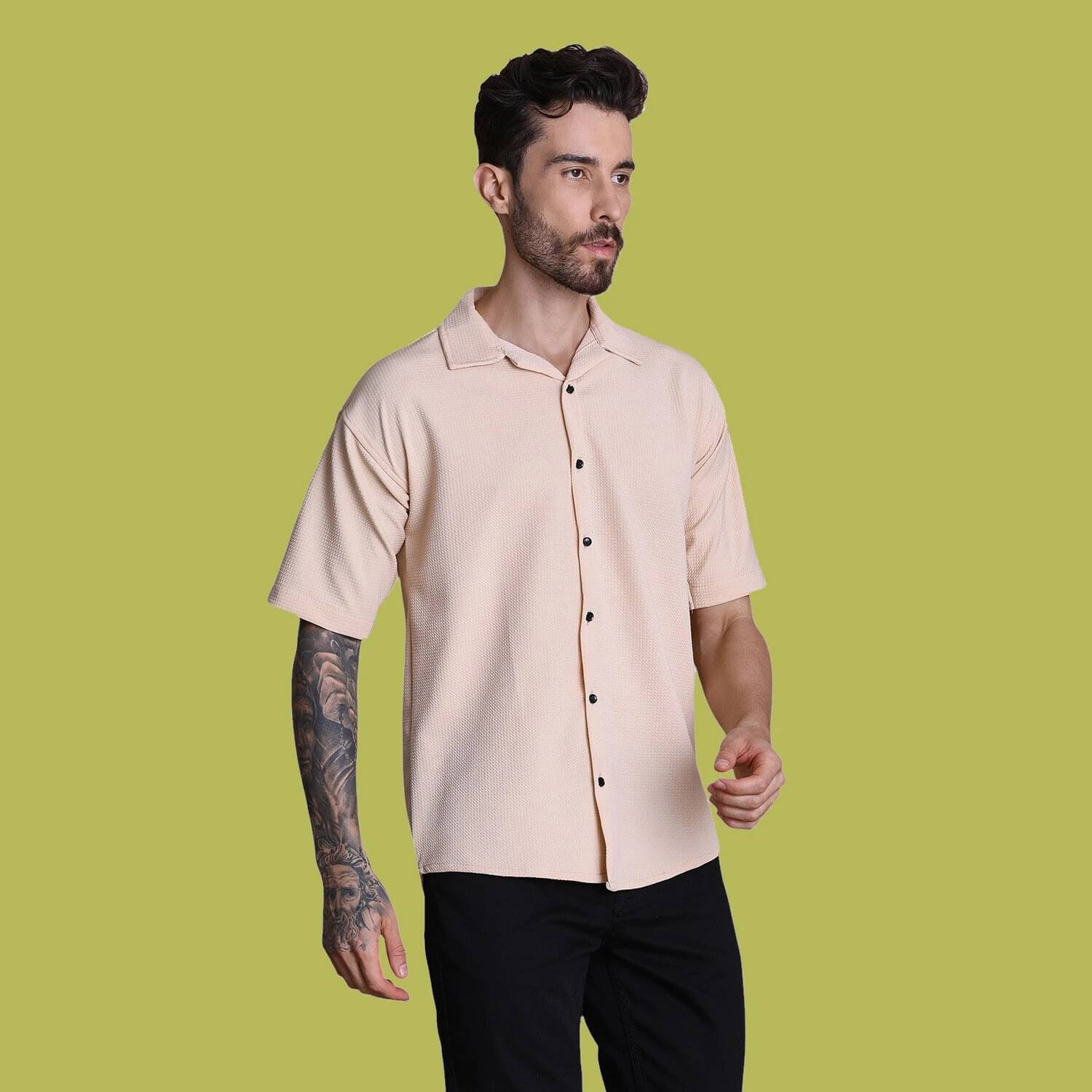 Fesner Poly Cotton Regular Fit Printed Half Sleeves Men's Casual Shirt - Beige ( Pack of 1 ) Fesner Poly Cotton Regular Fit Printed Half Sleeves Men's Casual Shirt - Beige ( Pack of 1 )