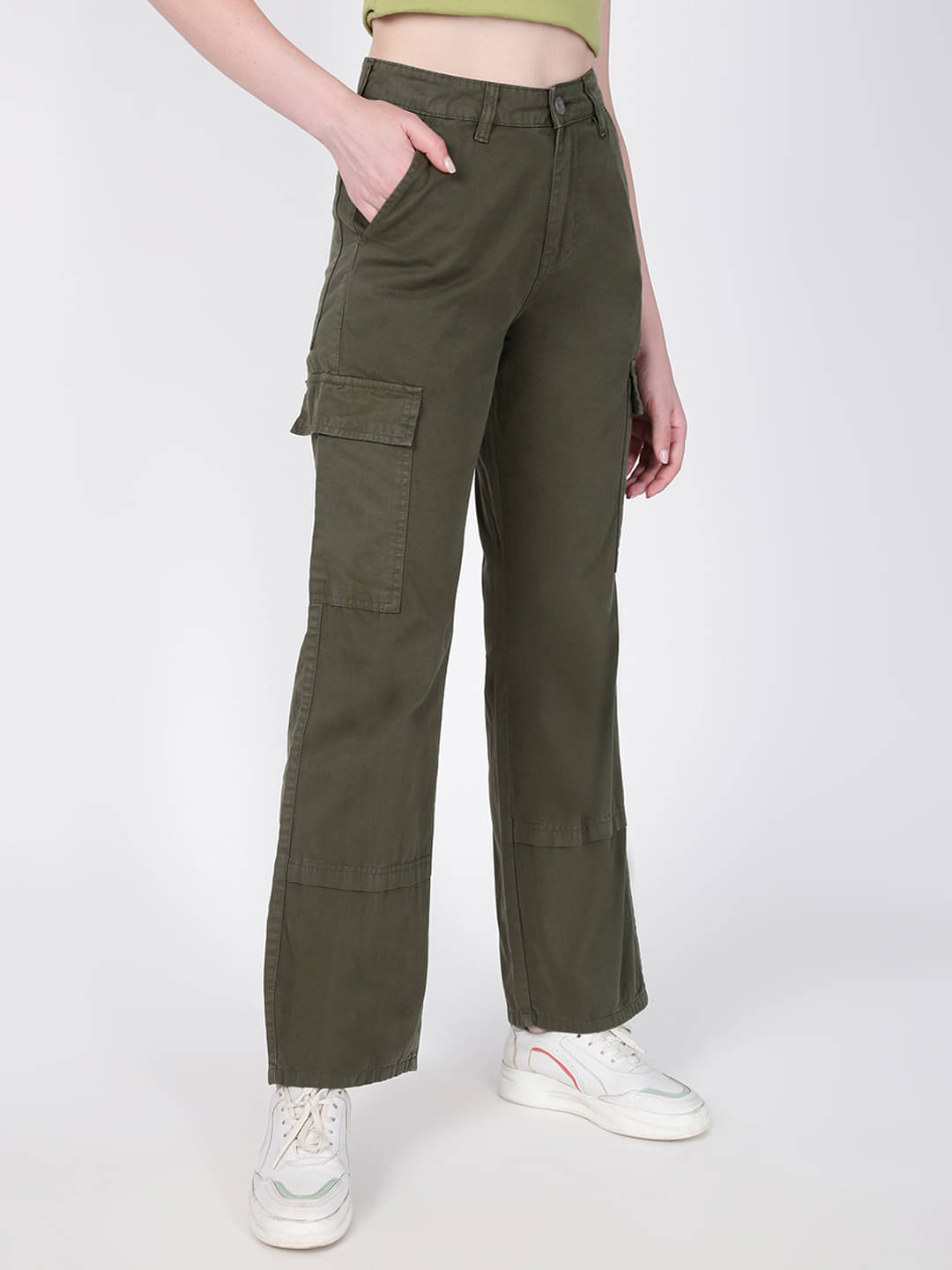     			IVOC Pack of 1 Cotton Straight Women's Cargo Pants ( Olive )