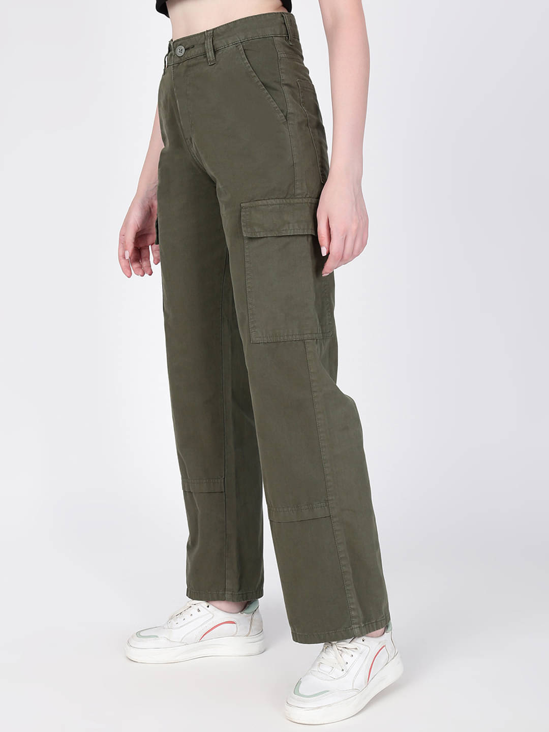 IVOC Pack of 1 Cotton Straight Women's Cargo Pants ( Olive )     			IVOC Pack of 1 Cotton Straight Women's Cargo Pants ( Olive )