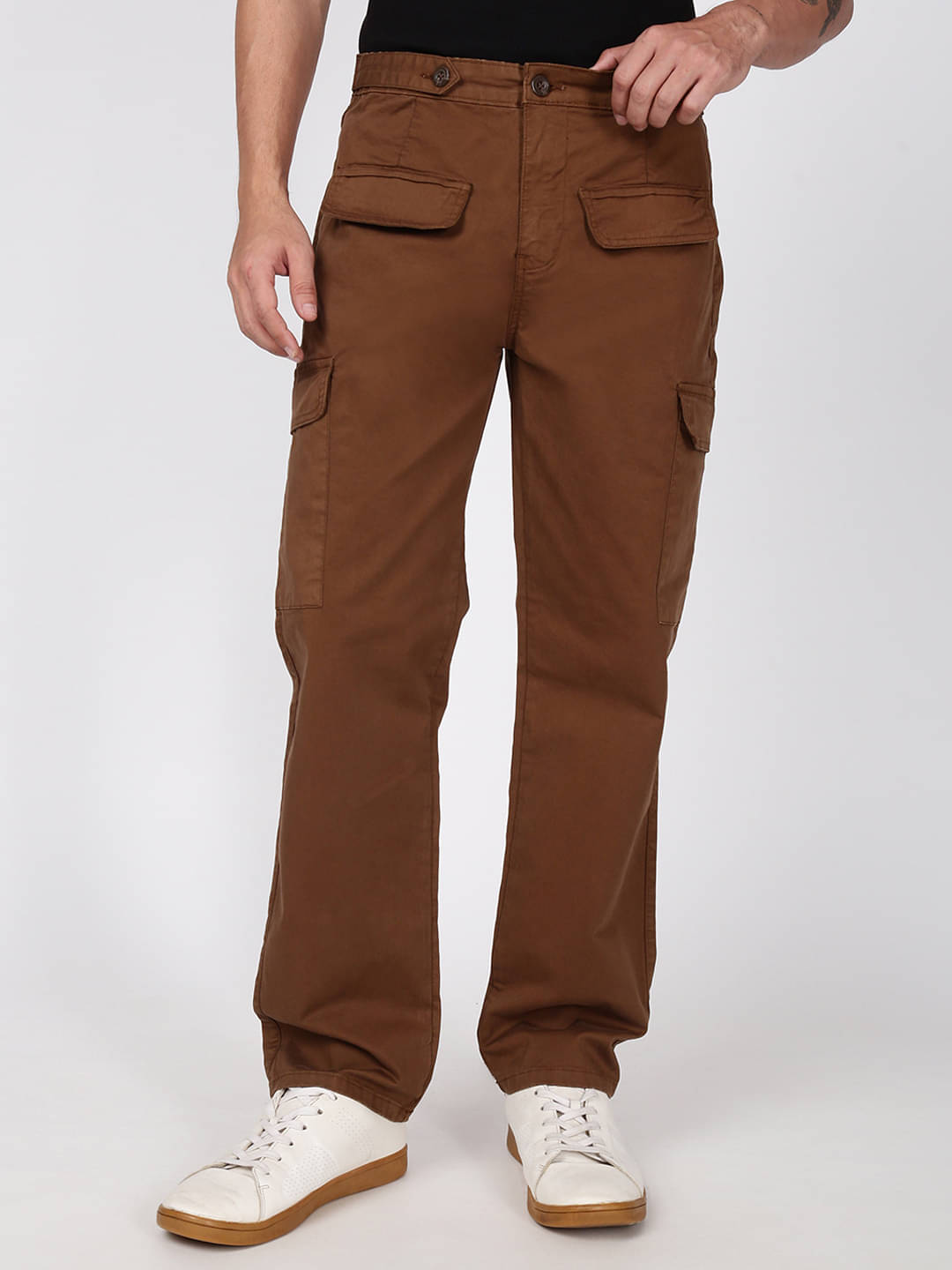     			IVOC Relax Flat Men's Cargos - Coffee ( Pack of 1 )