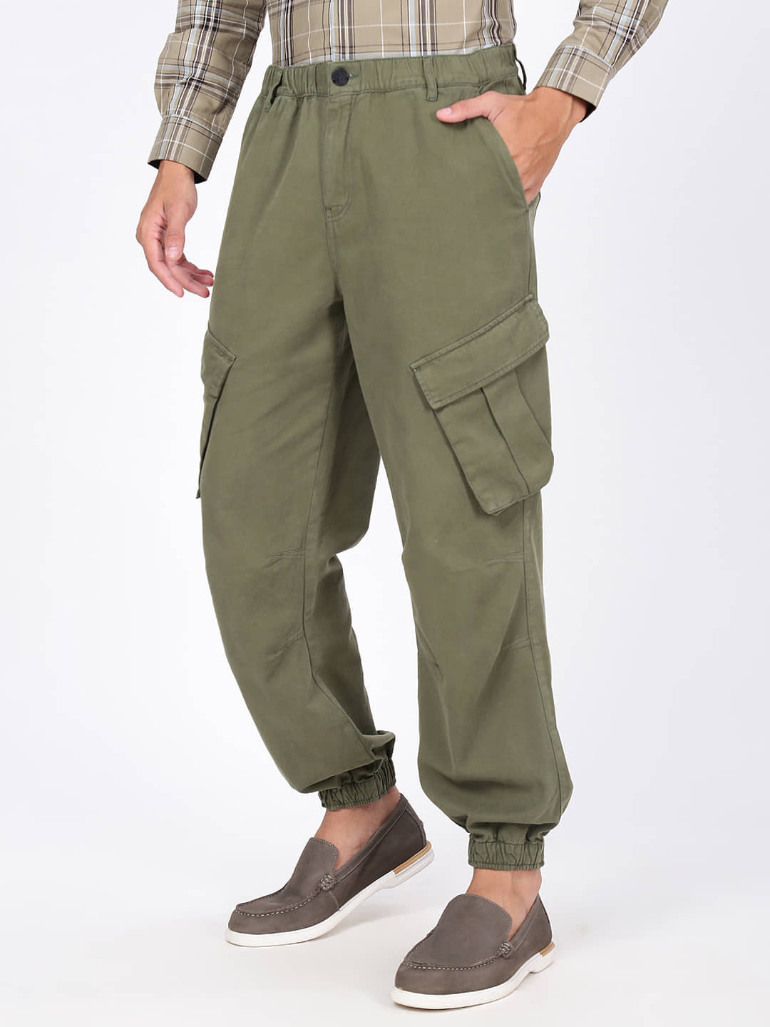IVOC Relax Flat Men's Cargos - Olive ( Pack of 1 ) - Trousers | Buy online on ZillyBuy