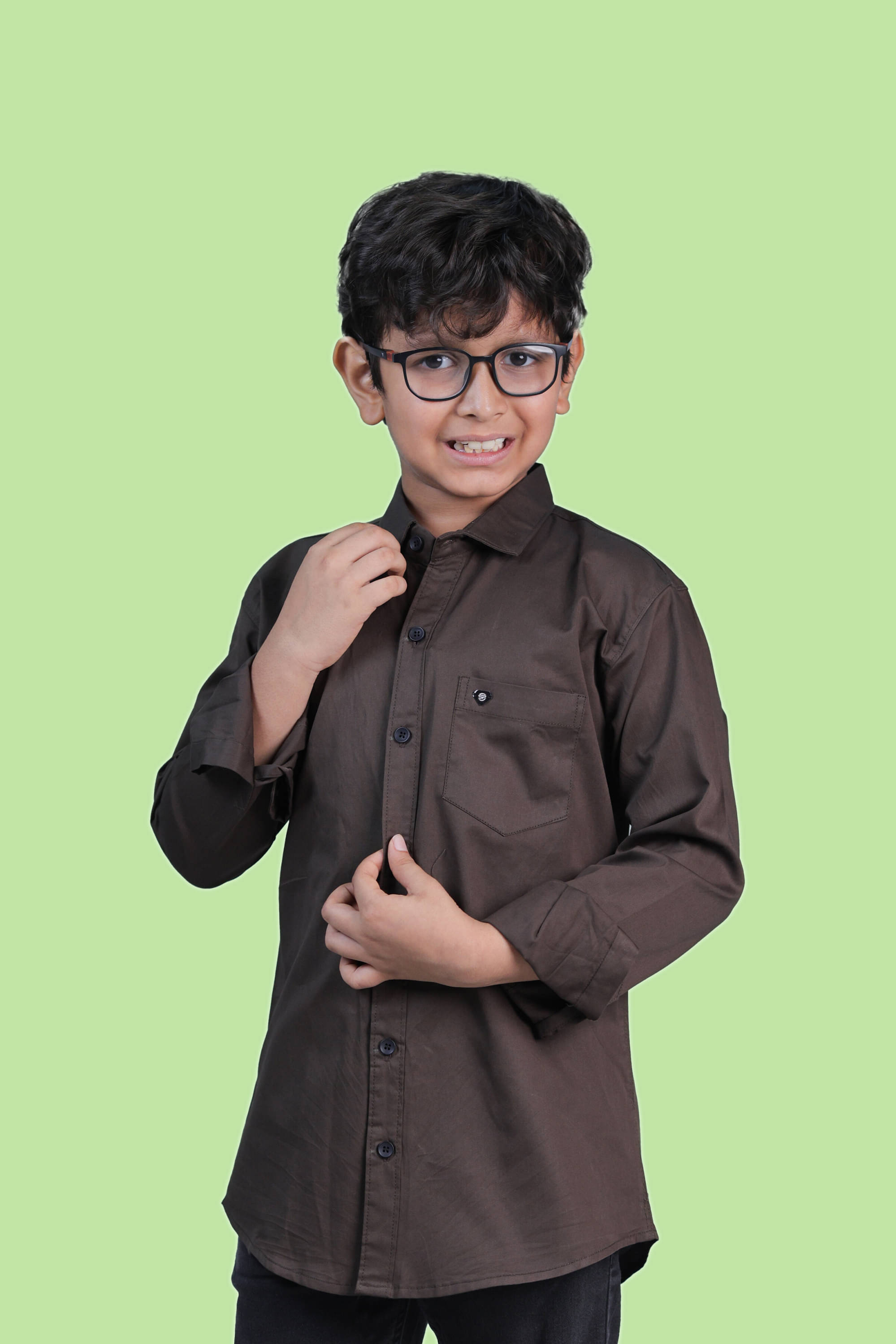 JABAK CREATION Pack of 1 Boys Cotton Blend Full Sleeves Shirt ( Brown ) JABAK CREATION Pack of 1 Boys Cotton Blend Full Sleeves Shirt ( Brown )