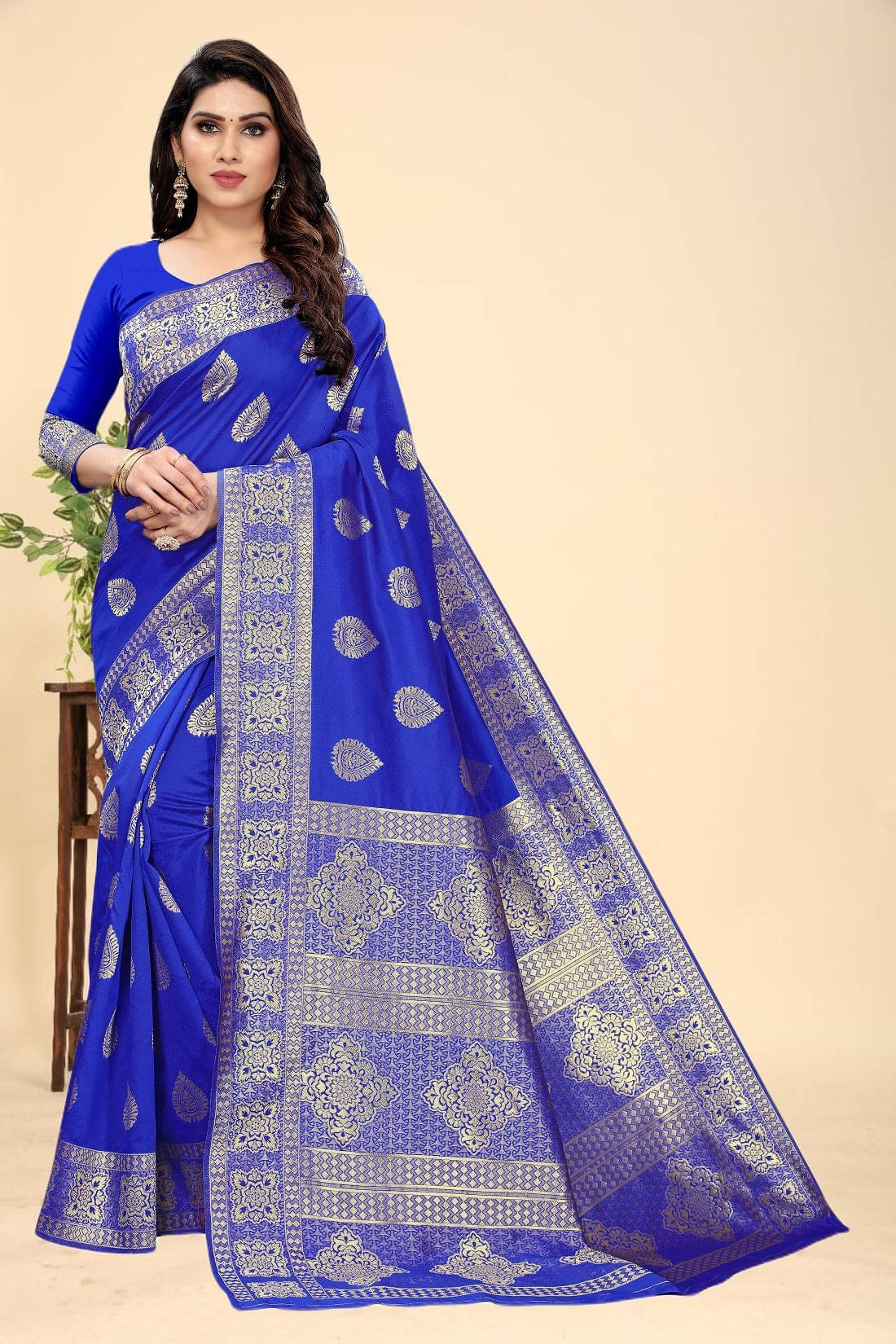 Kevami Fashion Art Silk Woven Banarasi saree With Unstitched Blouse Piece ( Blue ) Kevami Fashion Art Silk Woven Banarasi saree With Unstitched Blouse Piece ( Blue )