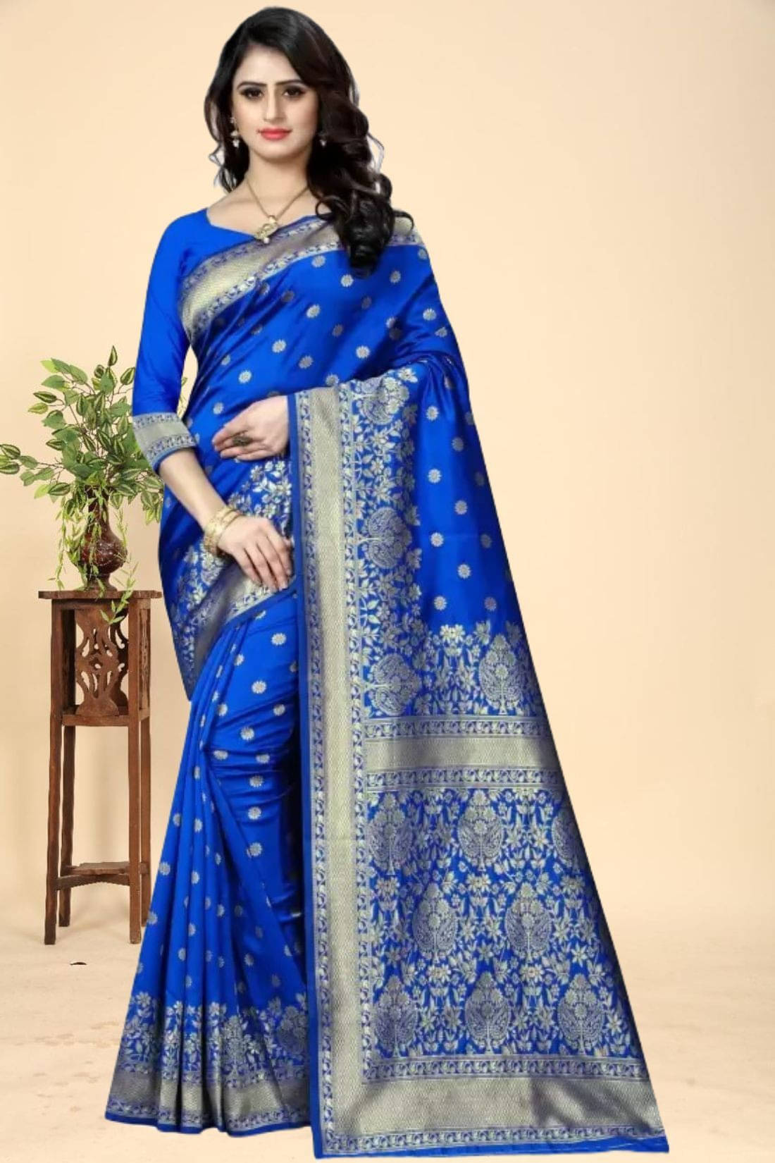 Kevami Fashion Silk Blend Self Design Kanjeevaram Sarees With Unstitched Blouse Piece ( Light Blue ) Kevami Fashion Silk Blend Self Design Kanjeevaram Sarees With Unstitched Blouse Piece ( Light Blue )