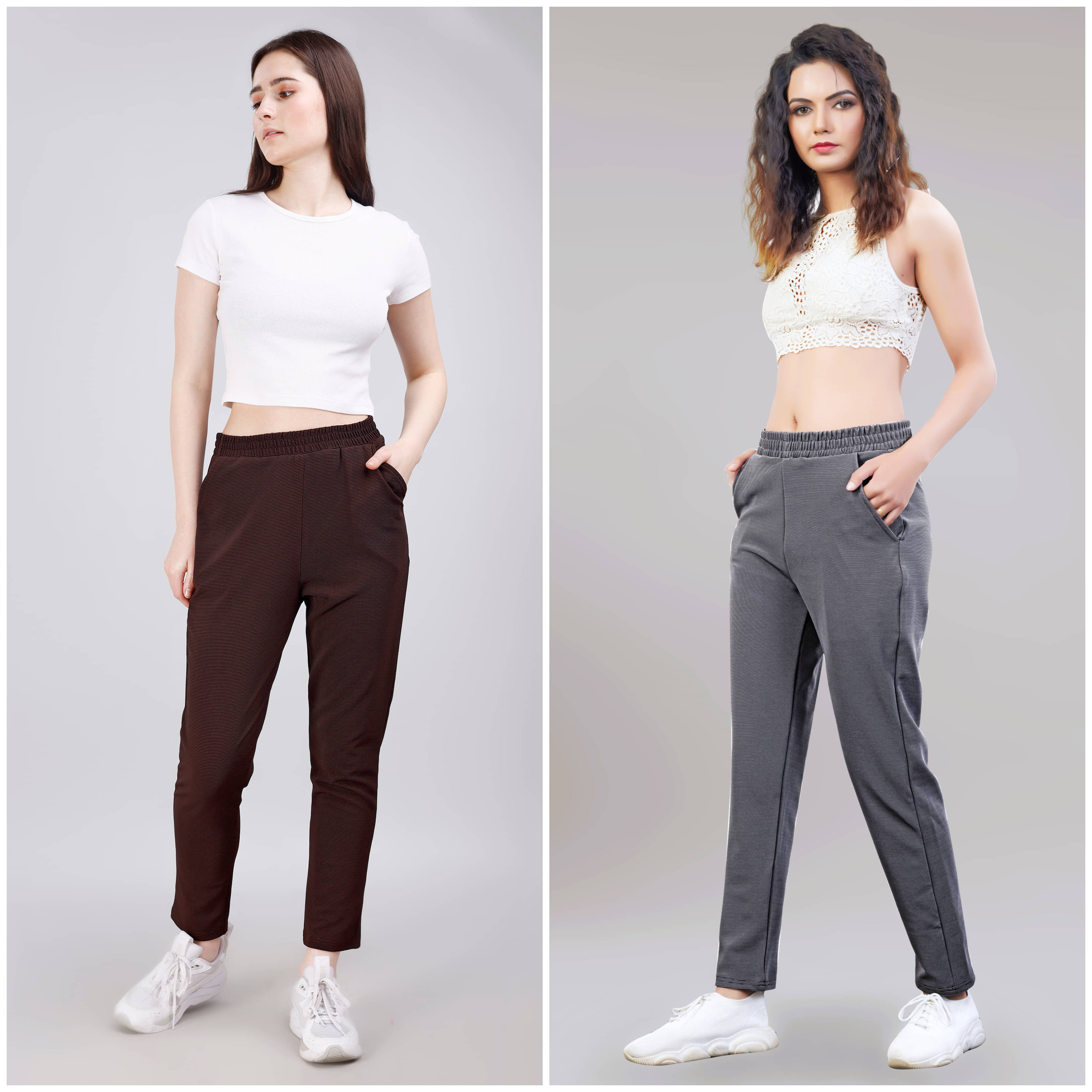     			Leewan Women Cotton Straight Pant ( Grey Melange )