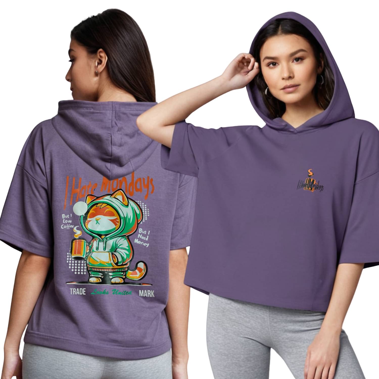 Looks United Women's Cotton Crop Top ( Purple ) Looks United Women's Cotton Crop Top ( Purple )