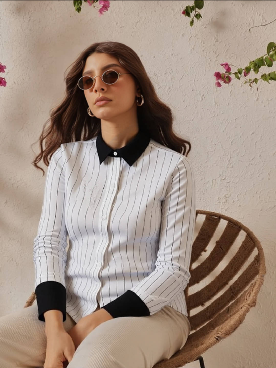 MAYKR Women Striped Cotton Shirt ( White ) MAYKR Women Striped Cotton Shirt ( White )