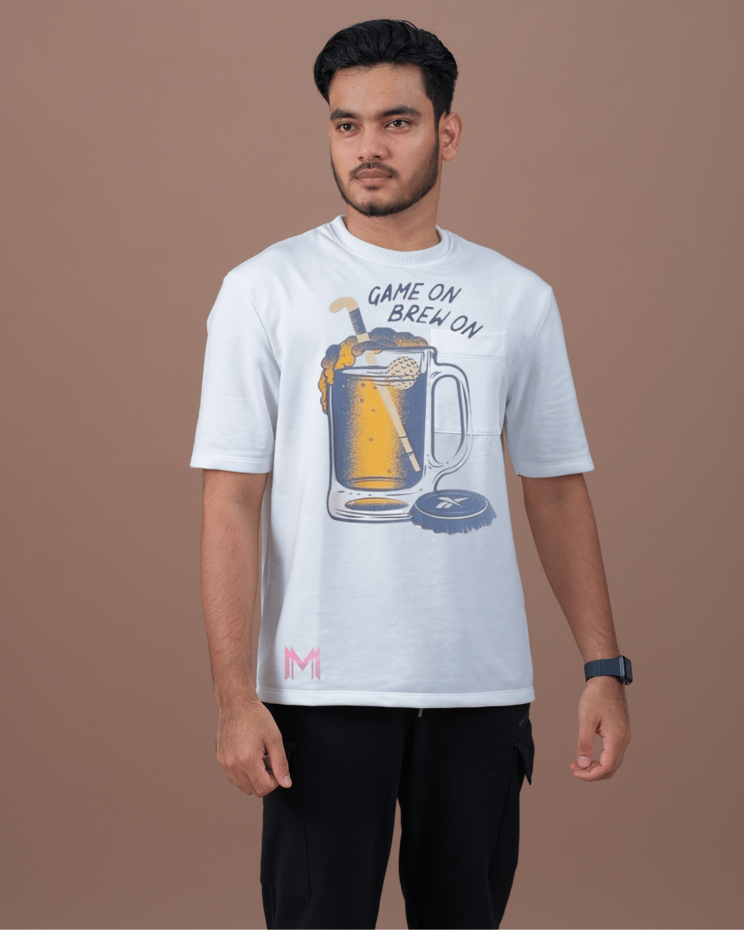     			Maddock Men Polyester Regular Fit Printed T-Shirt ( White )