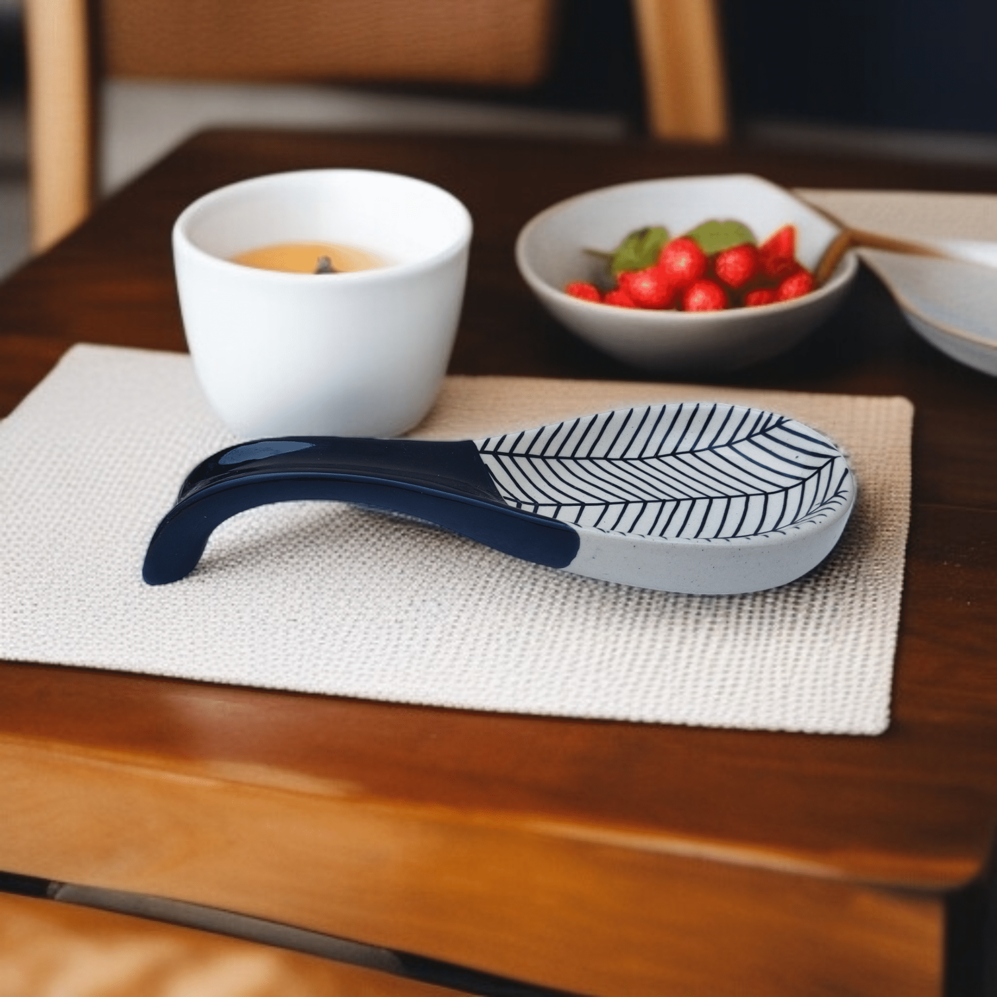     			Malaikah Blk Zbra Lng Spn Rst Ceramic Printed Soup Spoon Black ( Pack of 1 )
