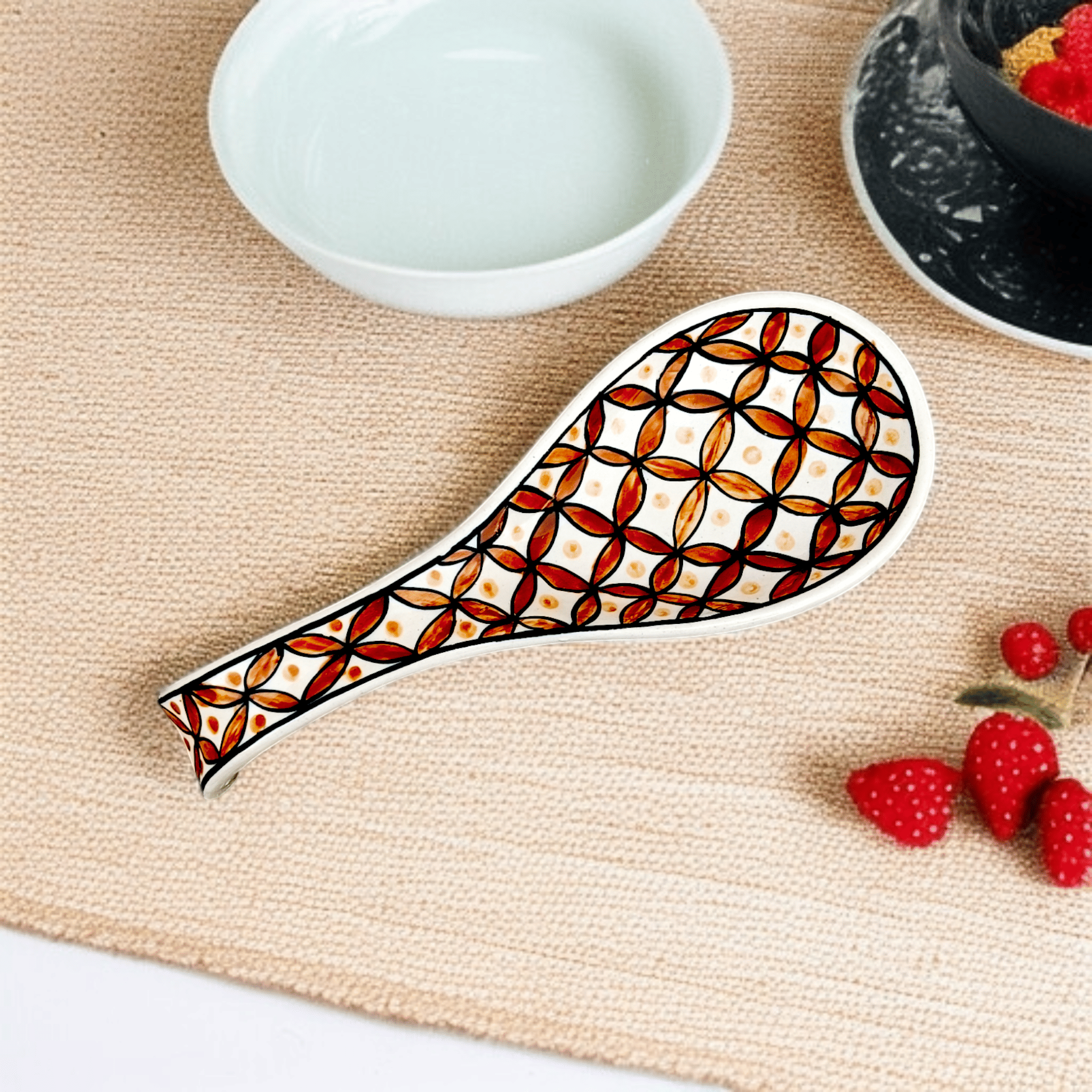     			Malaikah Gld Prnt Lng Spn Rst Ceramic Printed Soup Spoon Gold ( Pack of 1 )