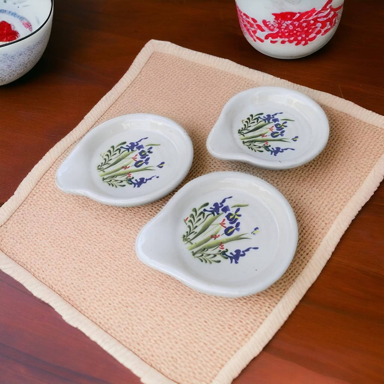     			Malaikah Multi Rnd Spn Rst Ceramic Printed Cutlery Holder White ( Pack of 3 )