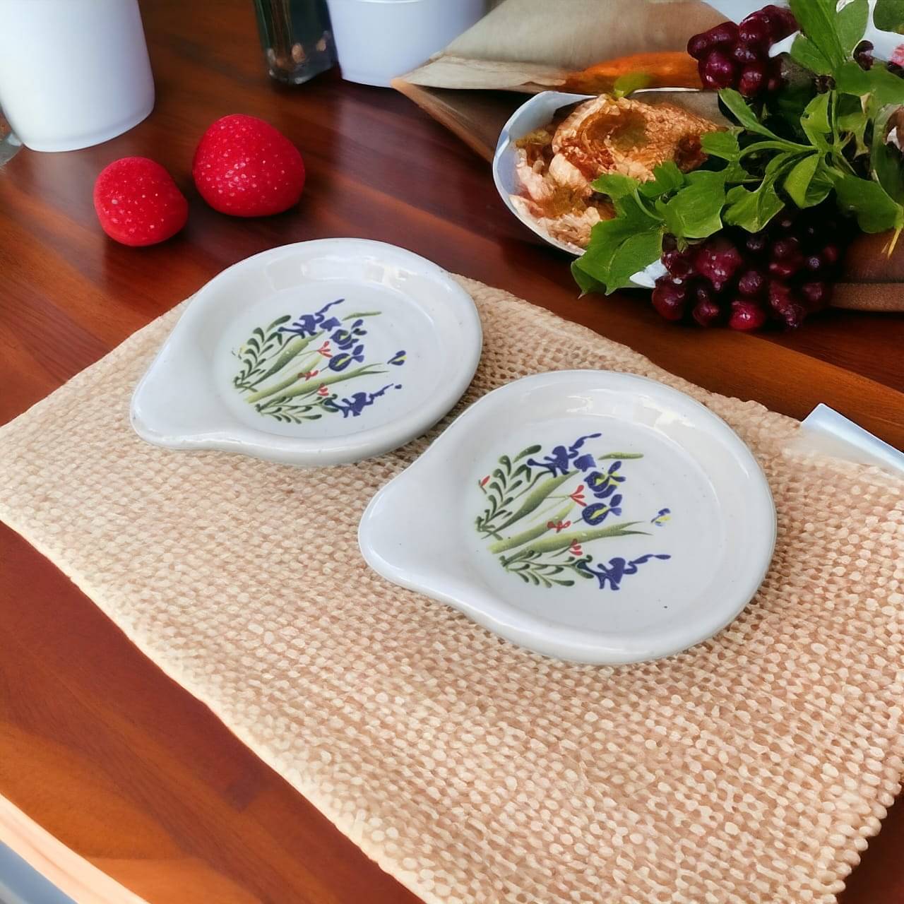     			Malaikah Multi Rnd Spn Rst Ceramic Printed Cutlery Holder White ( Pack of 2 )
