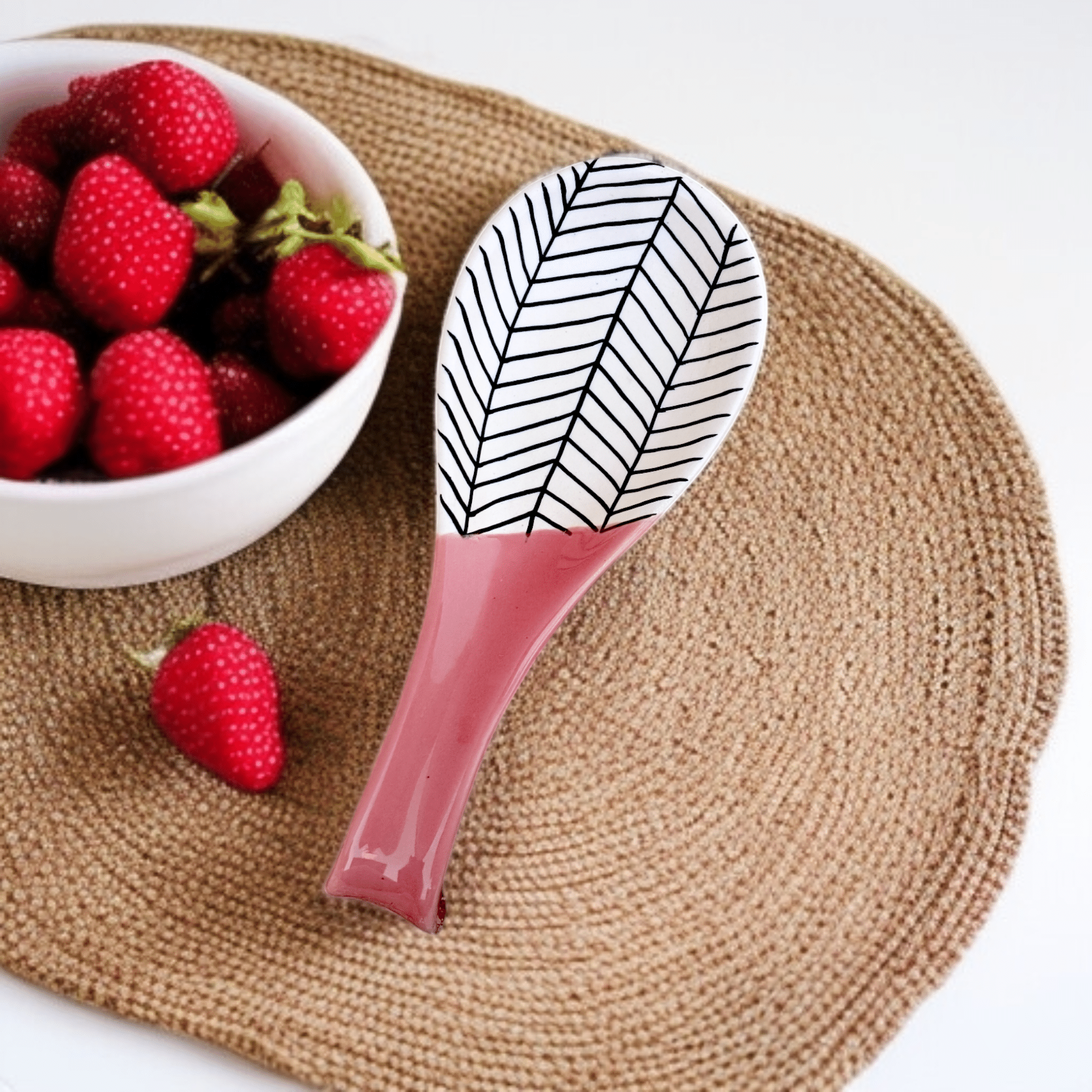     			Malaikah Pnk Zbra Lng Spn Rst Ceramic Printed Soup Spoon Pink ( Pack of 2 )