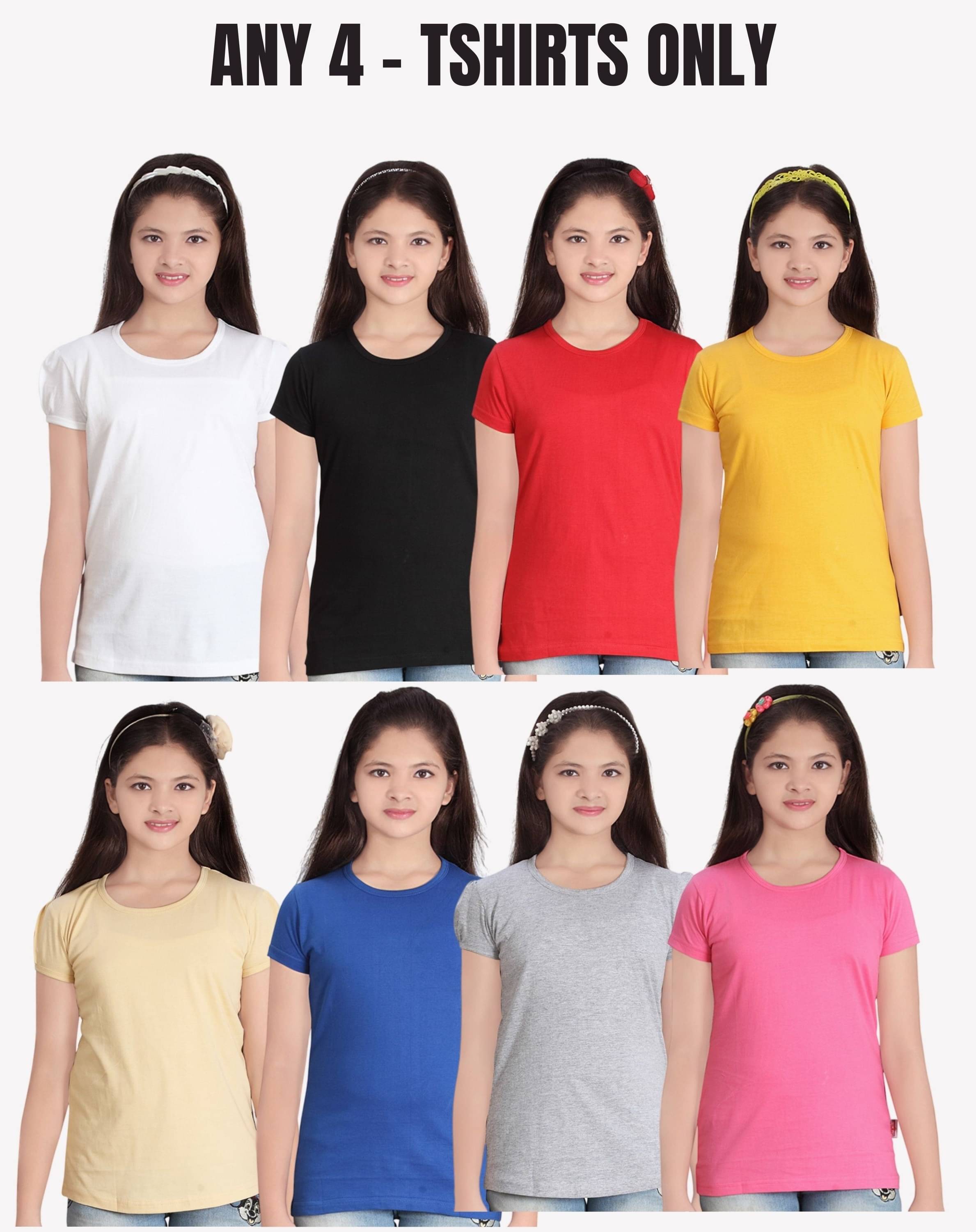     			NOW OR NEVER Pack of 4 Girls 100% Cotton T-Shirt ( Multicolor 3 )