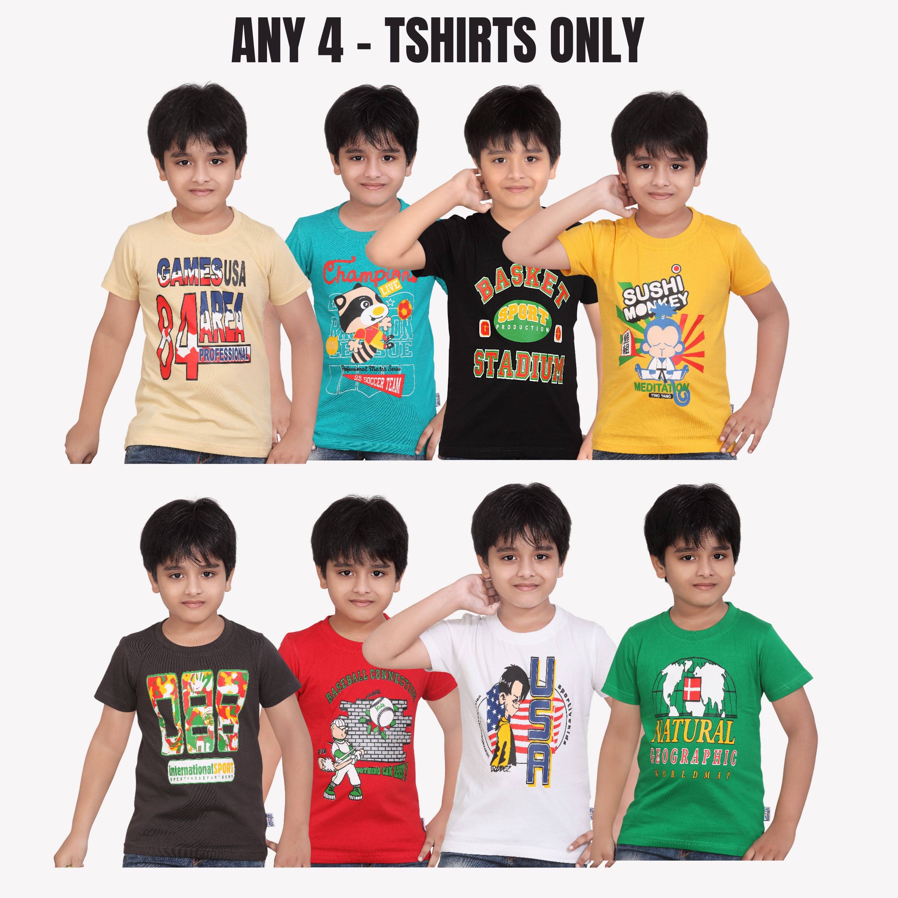     			NOW OR NEVER Pack of 4 Boys Cotton T-Shirt ( Multicolor 4 )