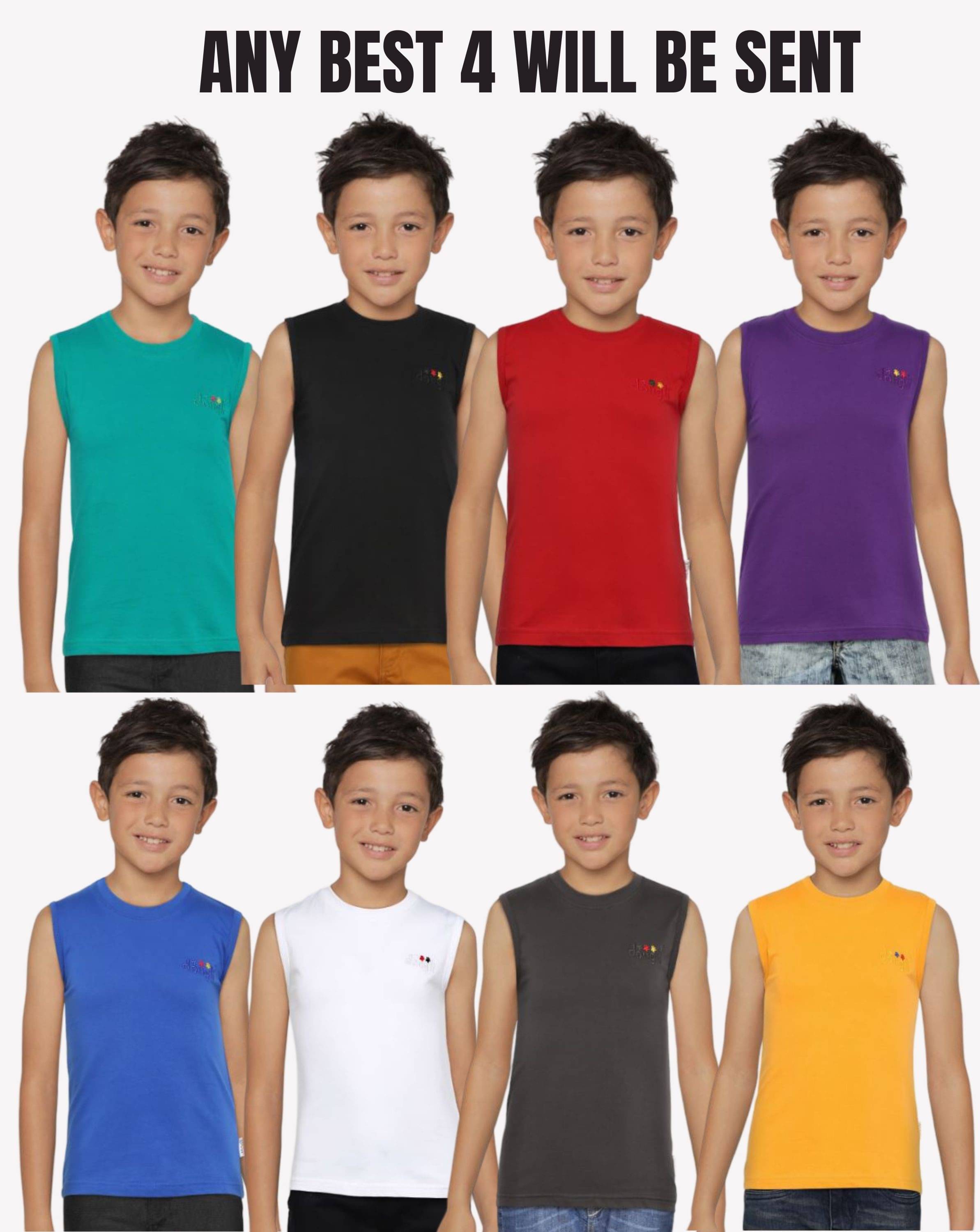NOW OR NEVER Pack of 4 Boys Cotton Vest ( Multicolor 3 ) NOW OR NEVER Pack of 4 Boys Cotton Vest ( Multicolor 3 )