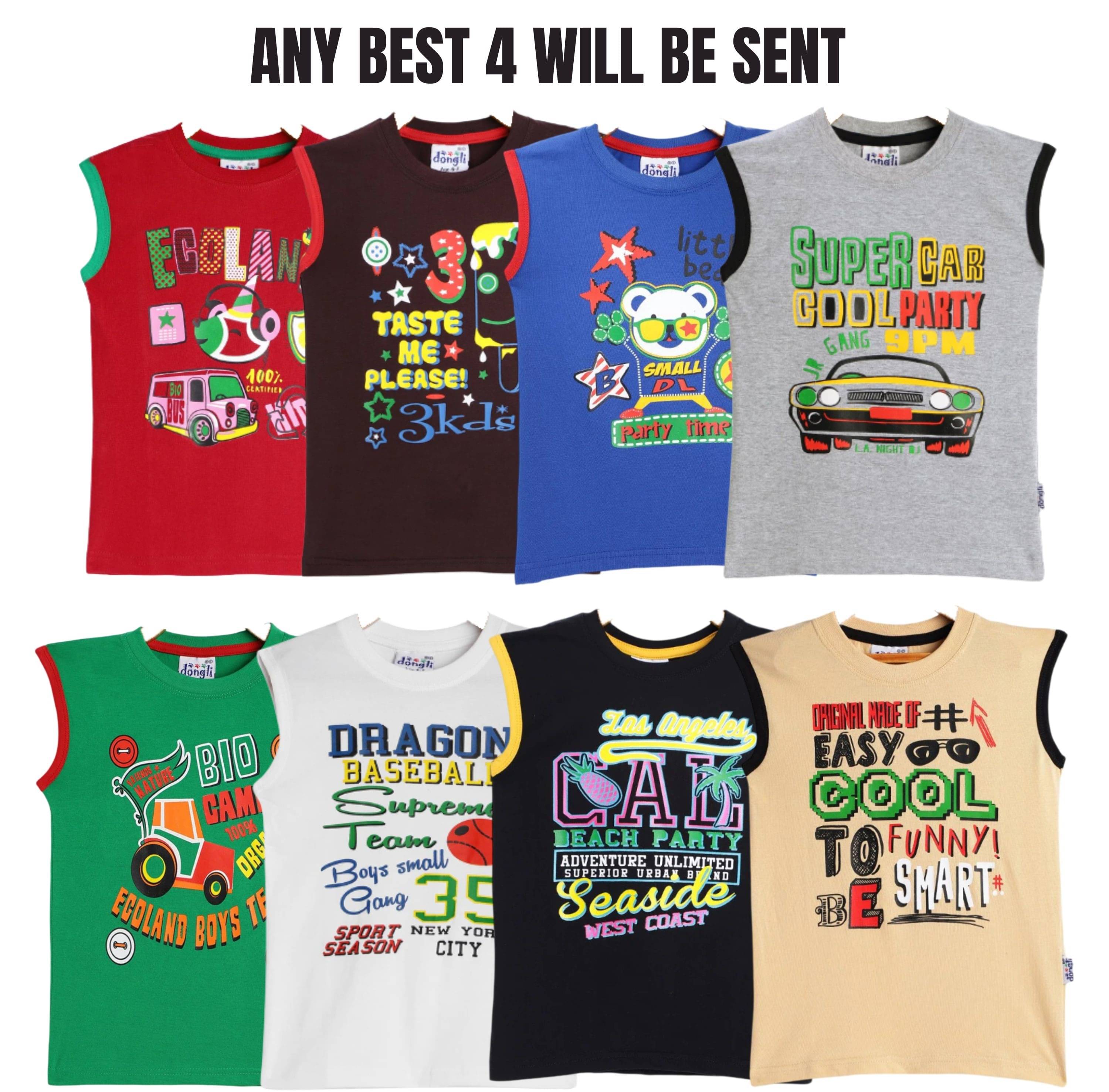     			NOW OR NEVER Pack of 4 Boys Cotton Vest ( Multicolor 3 )