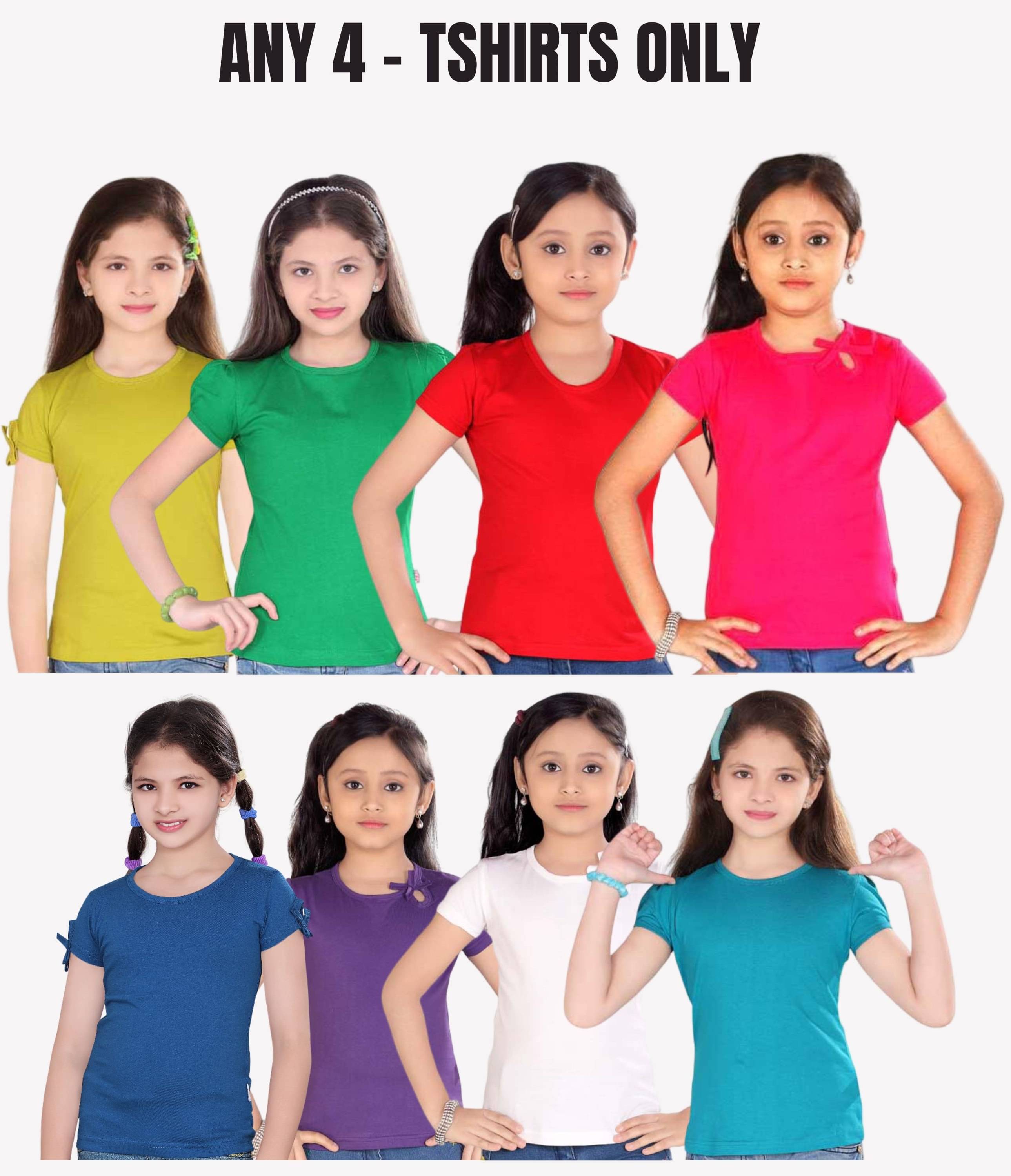     			NOW OR NEVER Pack of 4 Girls 100% Cotton T-Shirt ( Multicolor 2 )