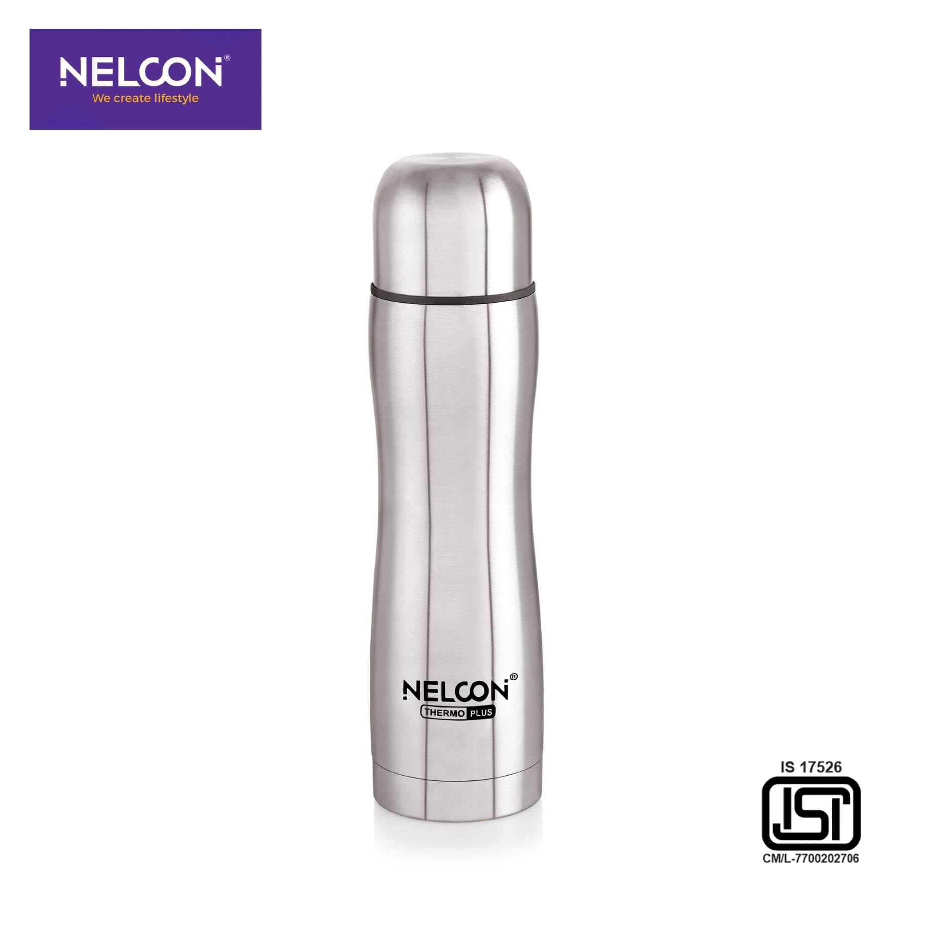     			Nelcon 500ML Glory Silver Stainless Steel Water Bottle 500 mL ( Set of 1 )