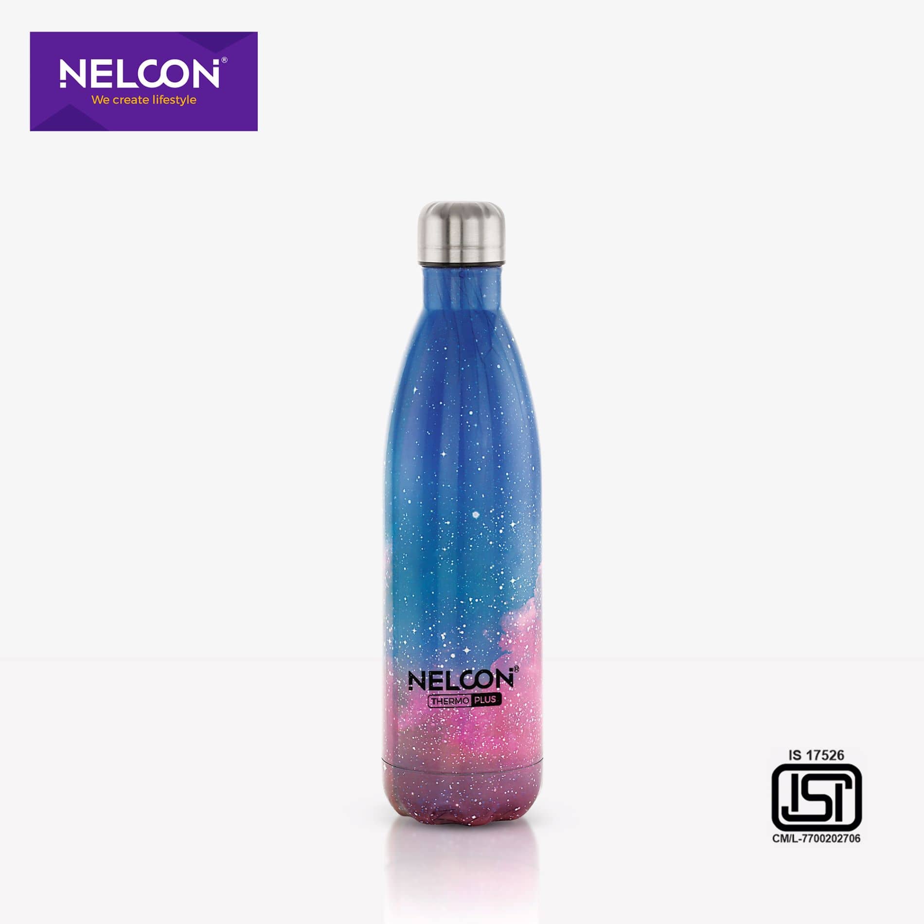 Nelcon PACIFIC 750ML Multicolour Stainless Steel School Water Bottle 750 mL ( Set of 1 )